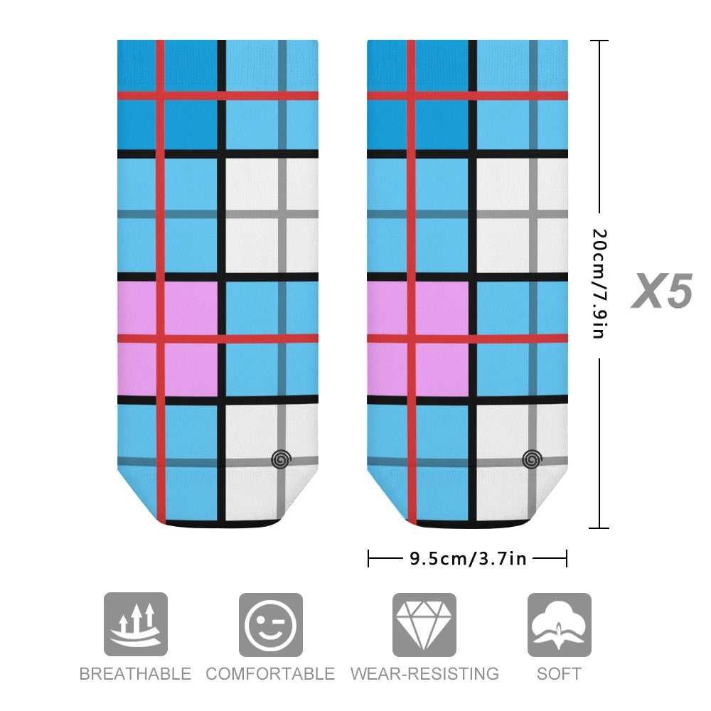 Kids Tartan Socks (5 Pairs) – 'Clyde Sky Candy' | Happy Tartan® - Happy Tartan