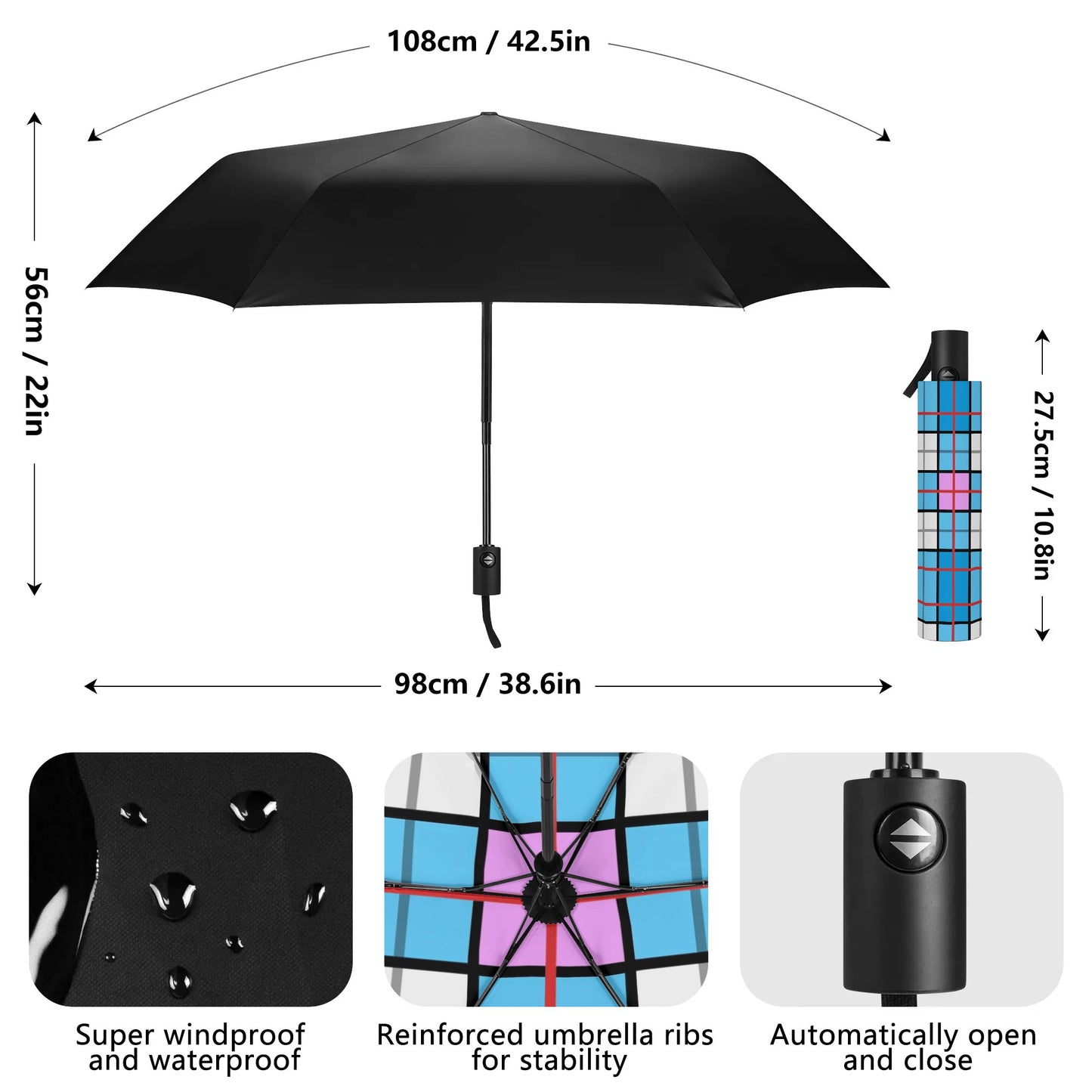 Umbrella - 'Clyde Sky Candy' Tartan | Happy Tartan® - Happy Tartan