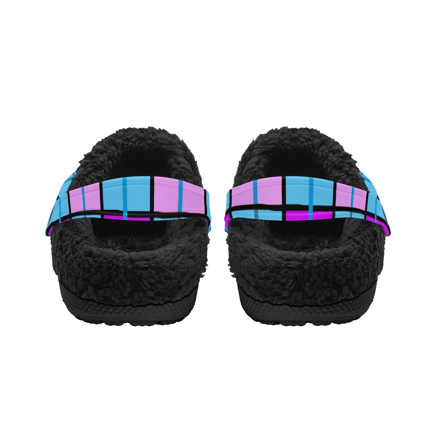 Adult Clogs with Black Fleece Lining – 'Clyde Sky Purple' Rhubarb' Tartan | Happy Tartan® - Happy Tartan
