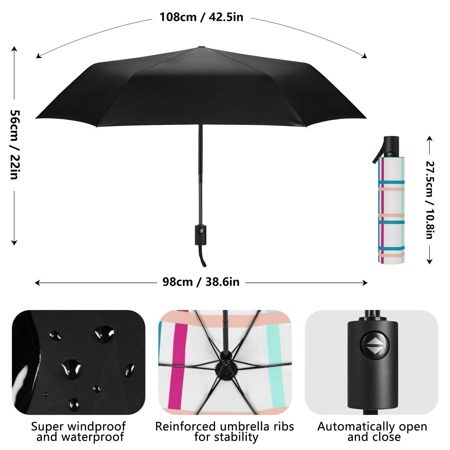 Umbrella - 'Ascog Bay, Bute ' Tartan | Happy Tartan® - Happy Tartan