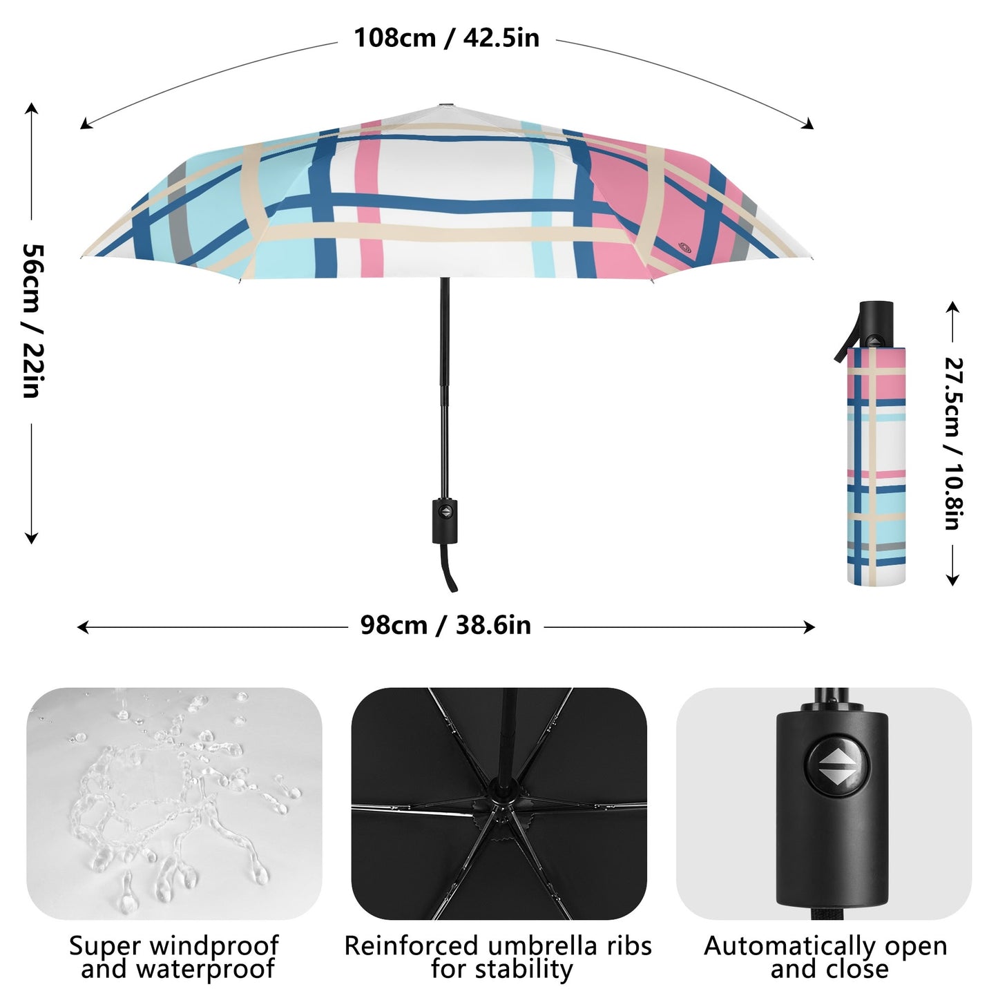 Umbrella - 'Ettrick Bay, Bute' Tartan | Happy Tartan® - Happy Tartan