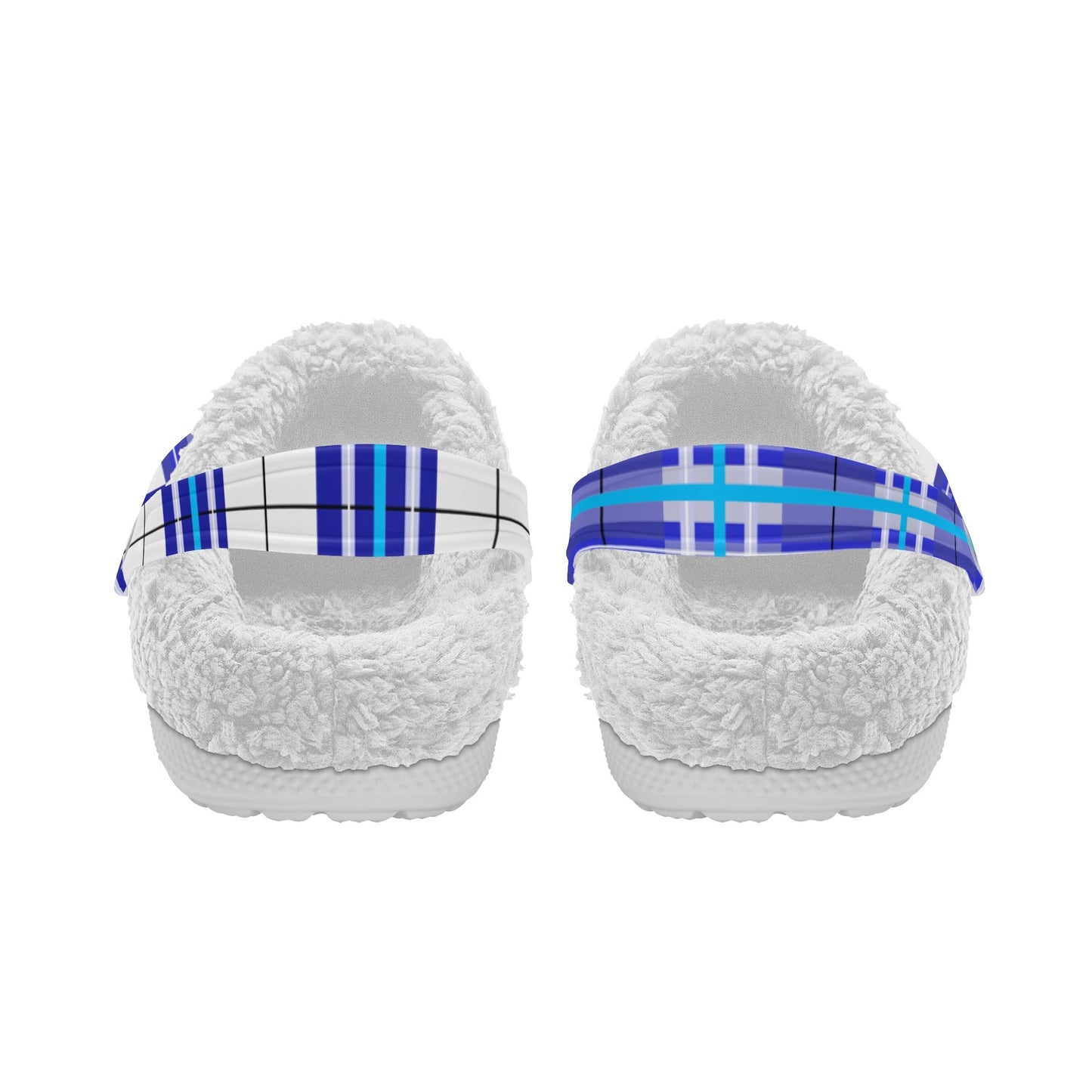✨'Cumbrae Sky' Happy Tartan® Adult Clogs With White Fleece Fur Lining✨ - Happy Tartan