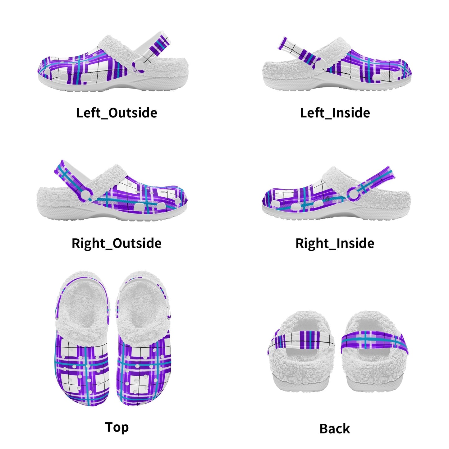✨'Gigha Sky' Happy Tartan® Adult Clogs With White Fleece Fur Lining✨ - Happy Tartan