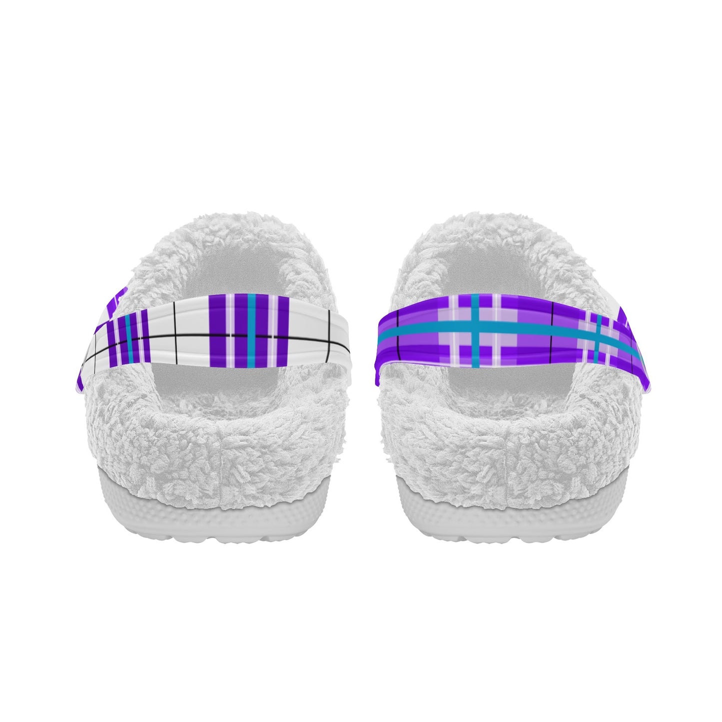 ✨'Gigha Sky' Happy Tartan® Adult Clogs With White Fleece Fur Lining✨ - Happy Tartan