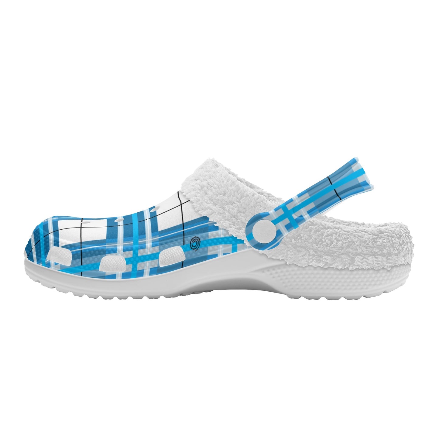 ✨'Jura Sky' Happy Tartan® Adult Clogs With White Fleece Fur Lining✨ - Happy Tartan