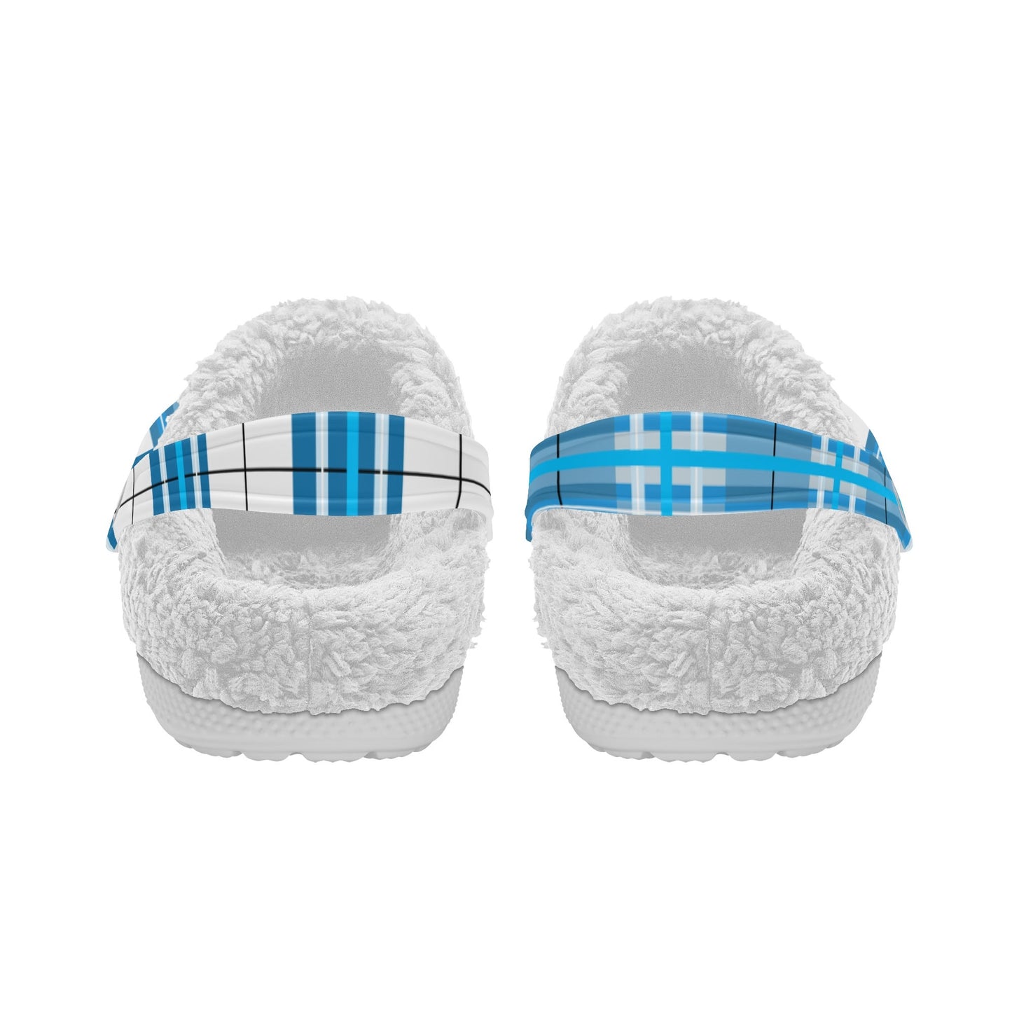 ✨'Jura Sky' Happy Tartan® Adult Clogs With White Fleece Fur Lining✨ - Happy Tartan