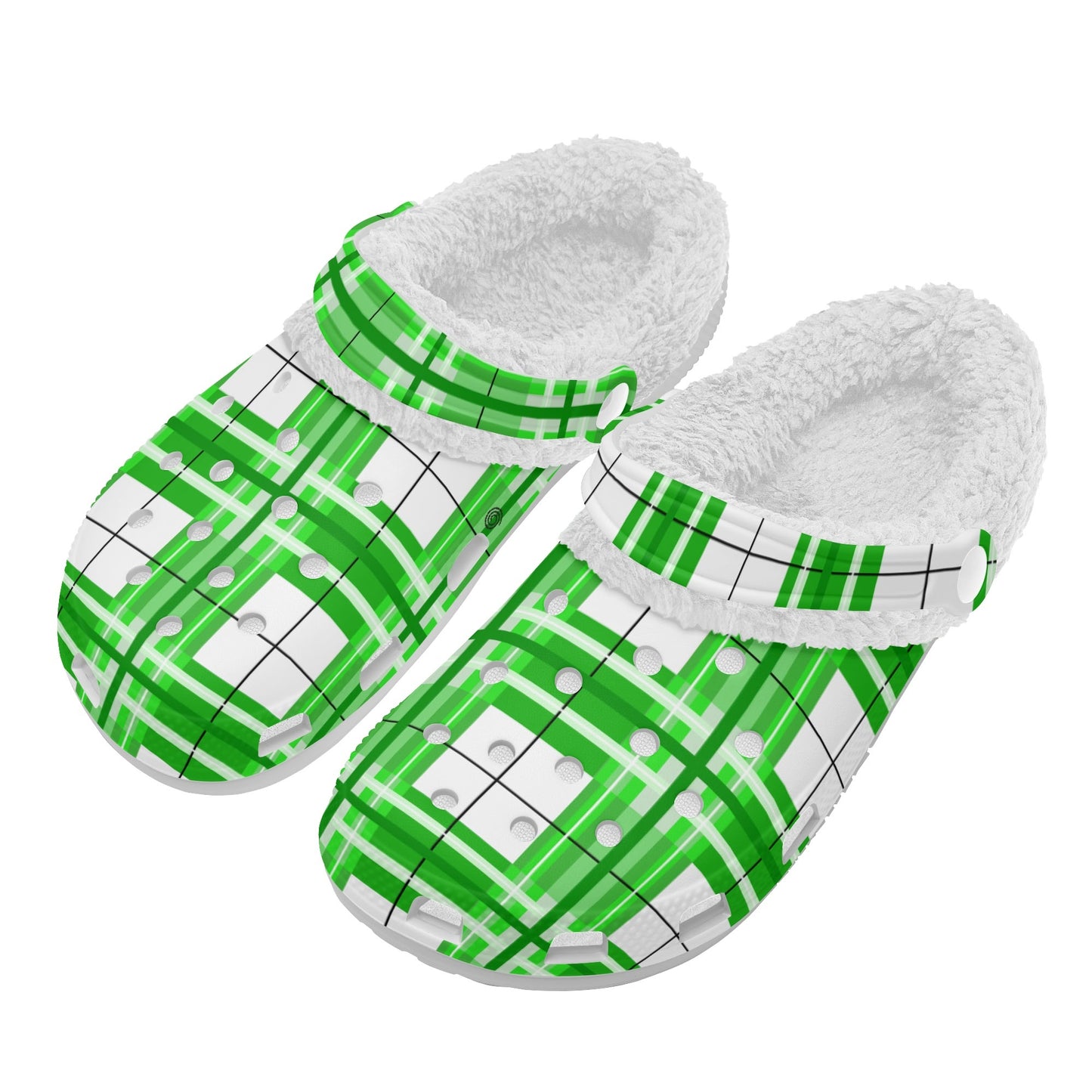 ✨'Colonsay Sky' Happy Tartan® Adult Clogs With White Fleece Fur Lining✨ - Happy Tartan