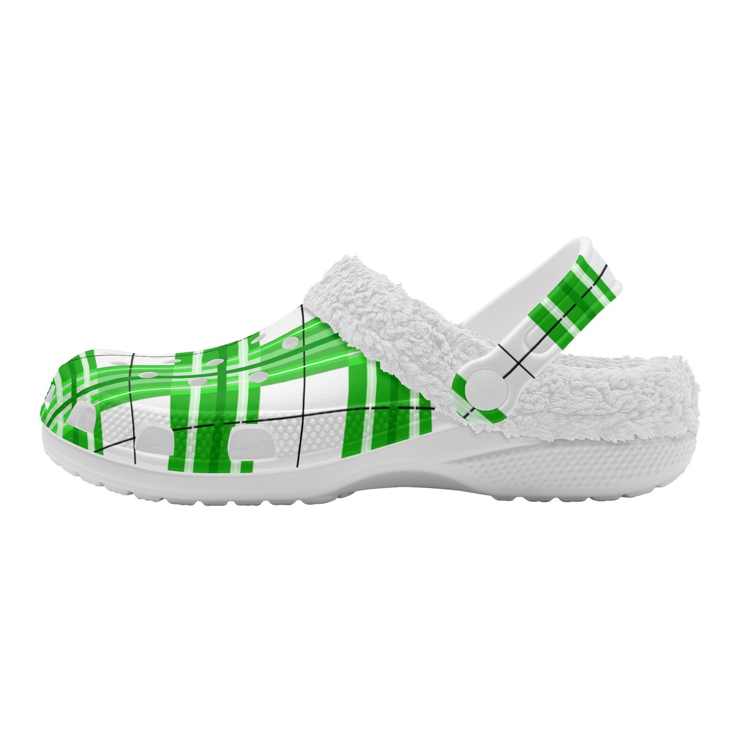 ✨'Colonsay Sky' Happy Tartan® Adult Clogs With White Fleece Fur Lining✨ - Happy Tartan