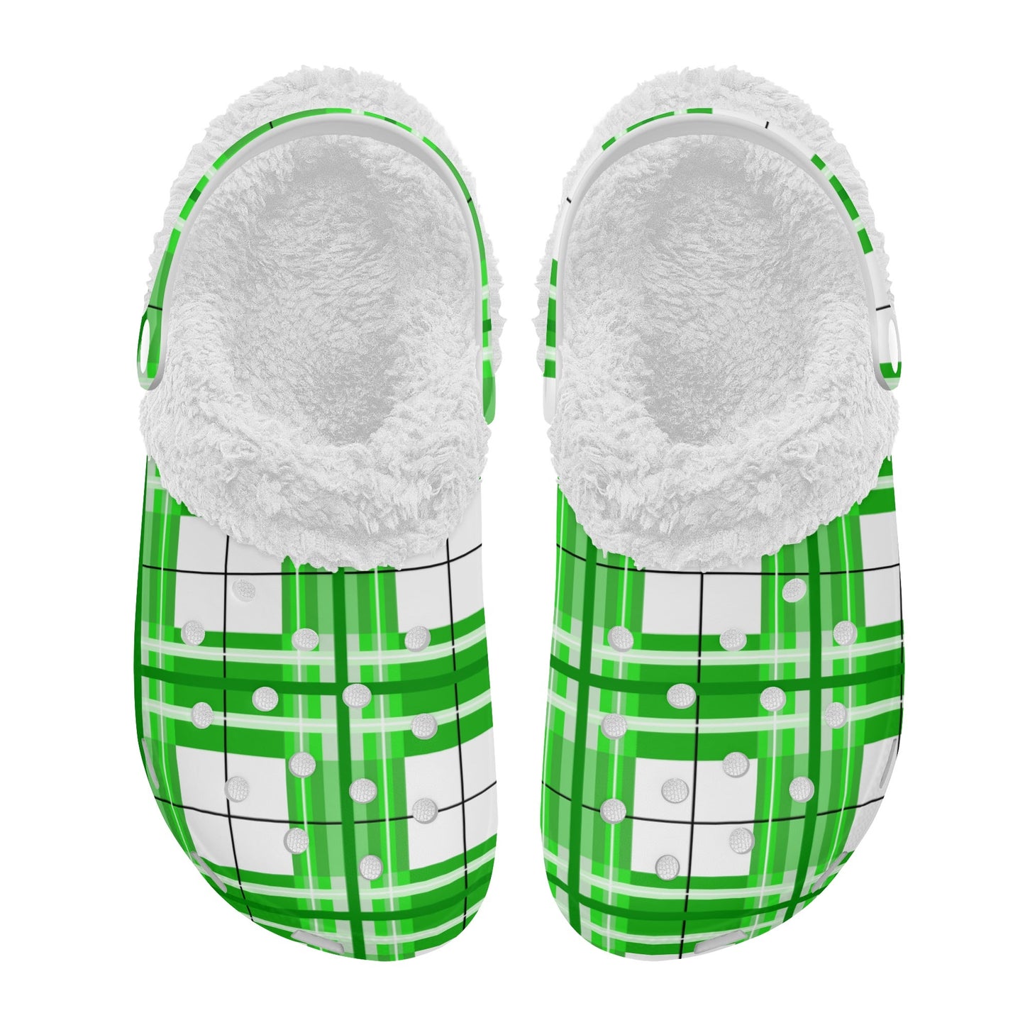 ✨'Colonsay Sky' Happy Tartan® Adult Clogs With White Fleece Fur Lining✨ - Happy Tartan