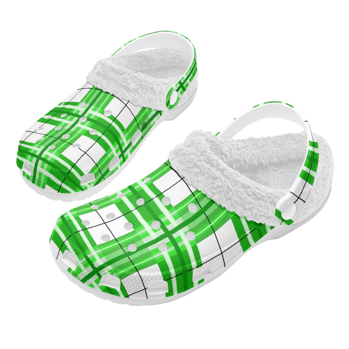✨'Colonsay Sky' Happy Tartan® Adult Clogs With White Fleece Fur Lining✨ - Happy Tartan