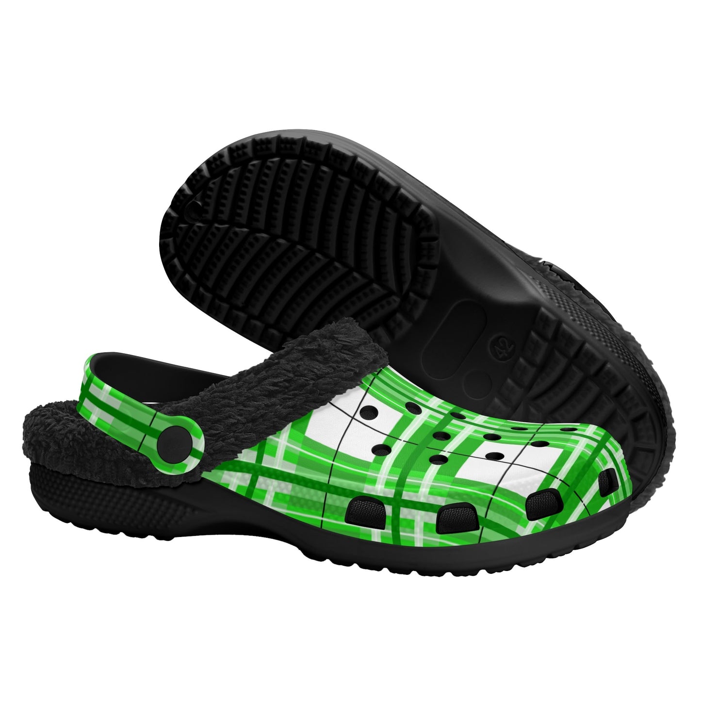 Adult Clogs with Black Fleece Lining – 'Colonsay Sky' Tartan | Happy Tartan® - Happy Tartan