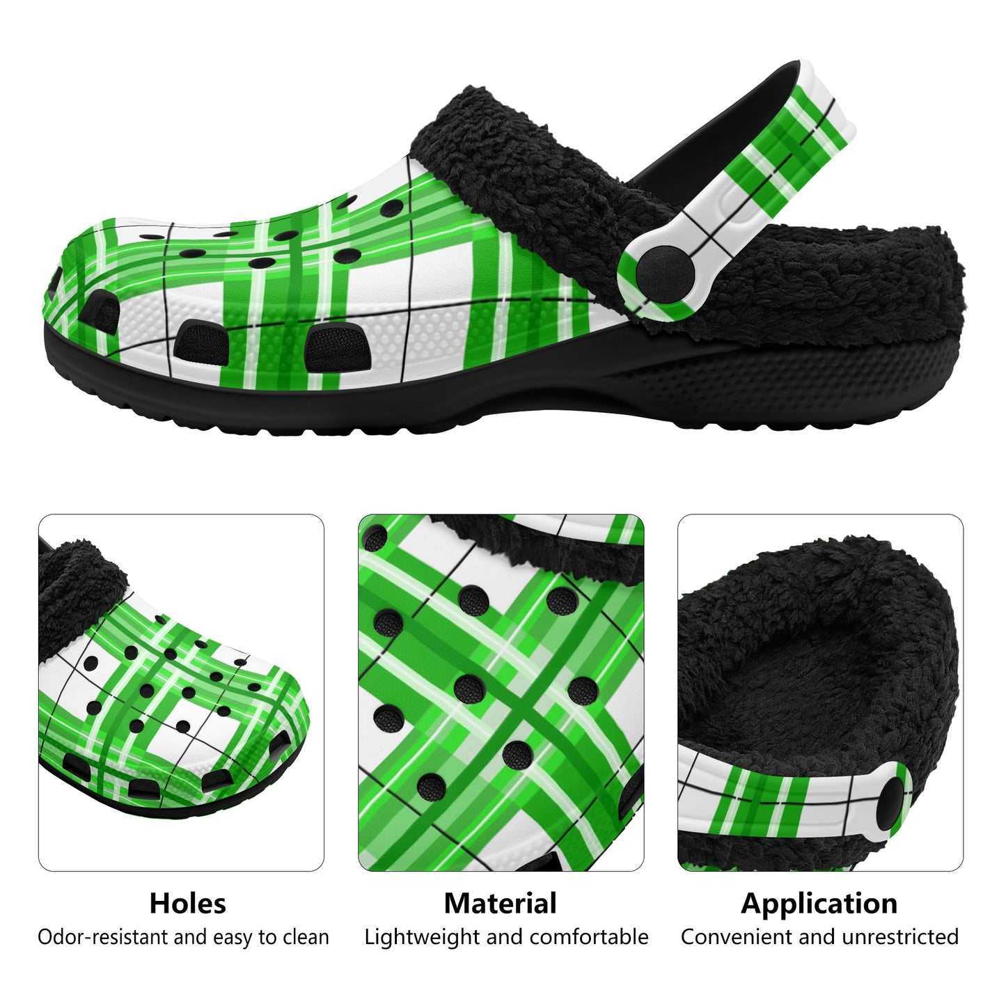 Adult Clogs with Black Fleece Lining – 'Colonsay Sky' Tartan | Happy Tartan® - Happy Tartan