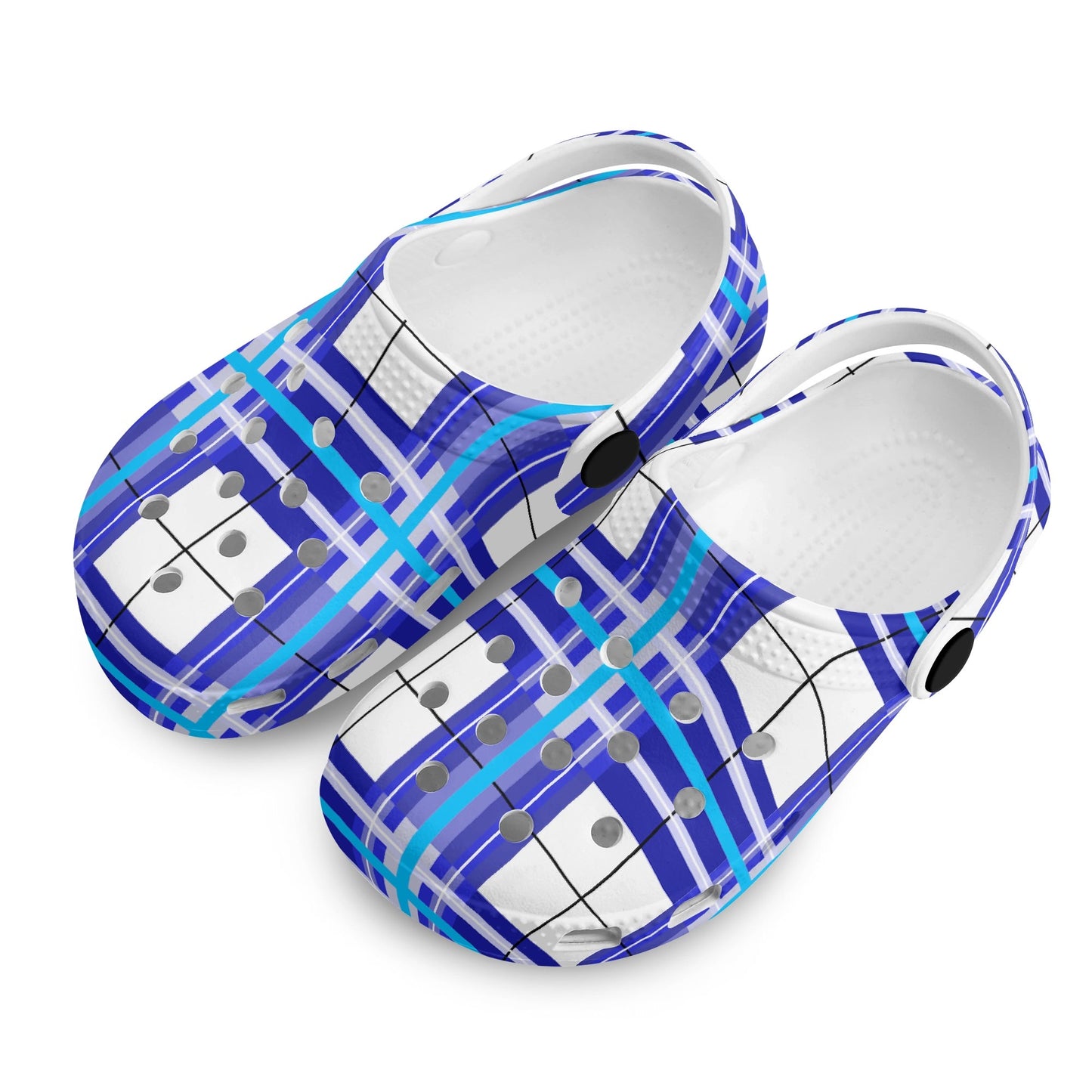 Kids Tartan Clogs – 'Cumbrae Sky, Bute' Happy Feet | Happy Tartan® - Happy Tartan