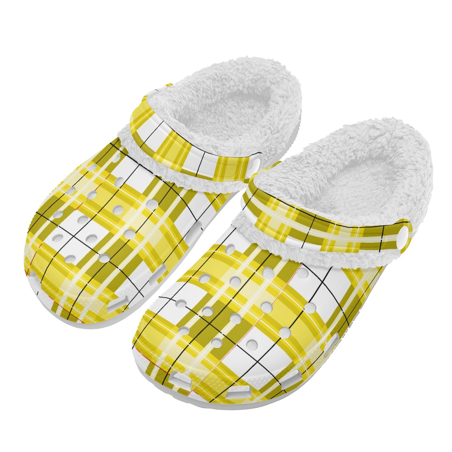 ✨'Staffa Sky' Happy Tartan® Adult Clogs With White Fleece Fur Lining✨ - Happy Tartan