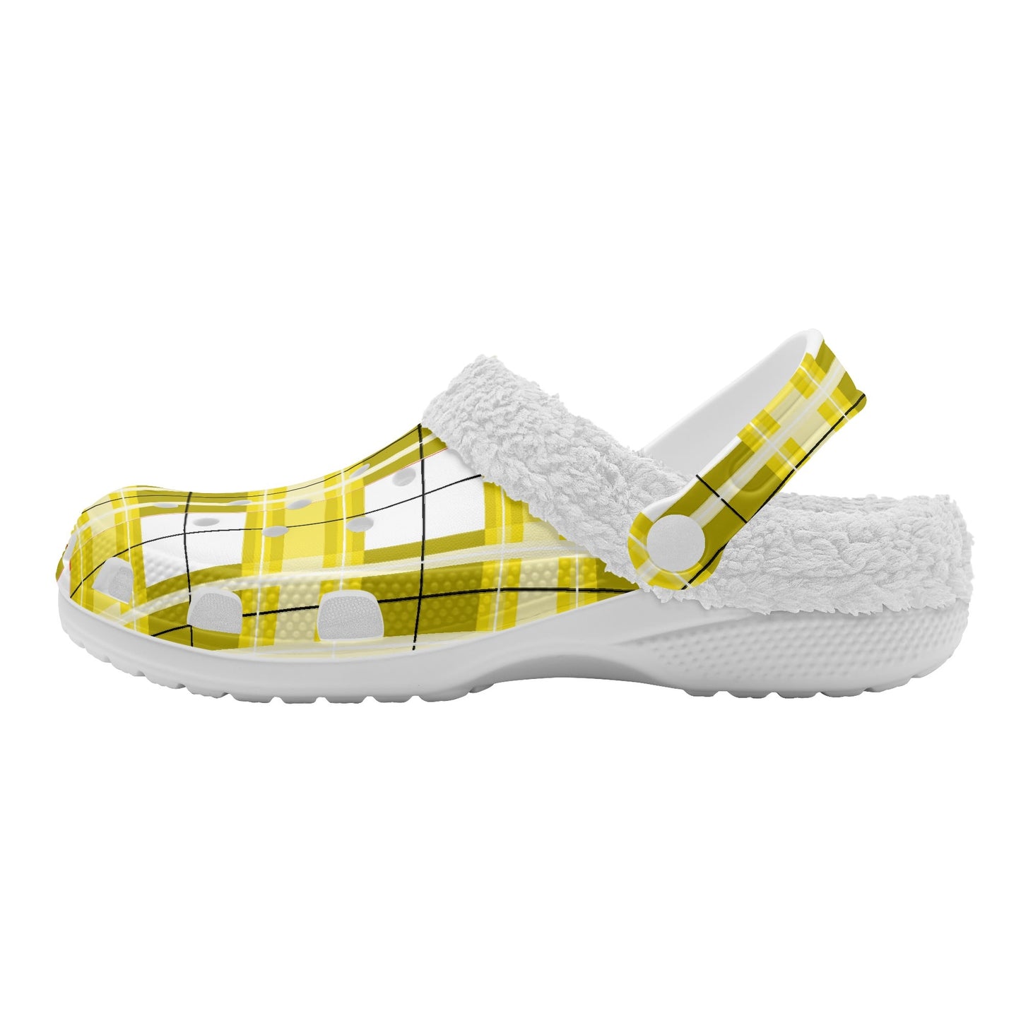 ✨'Staffa Sky' Happy Tartan® Adult Clogs With White Fleece Fur Lining✨ - Happy Tartan