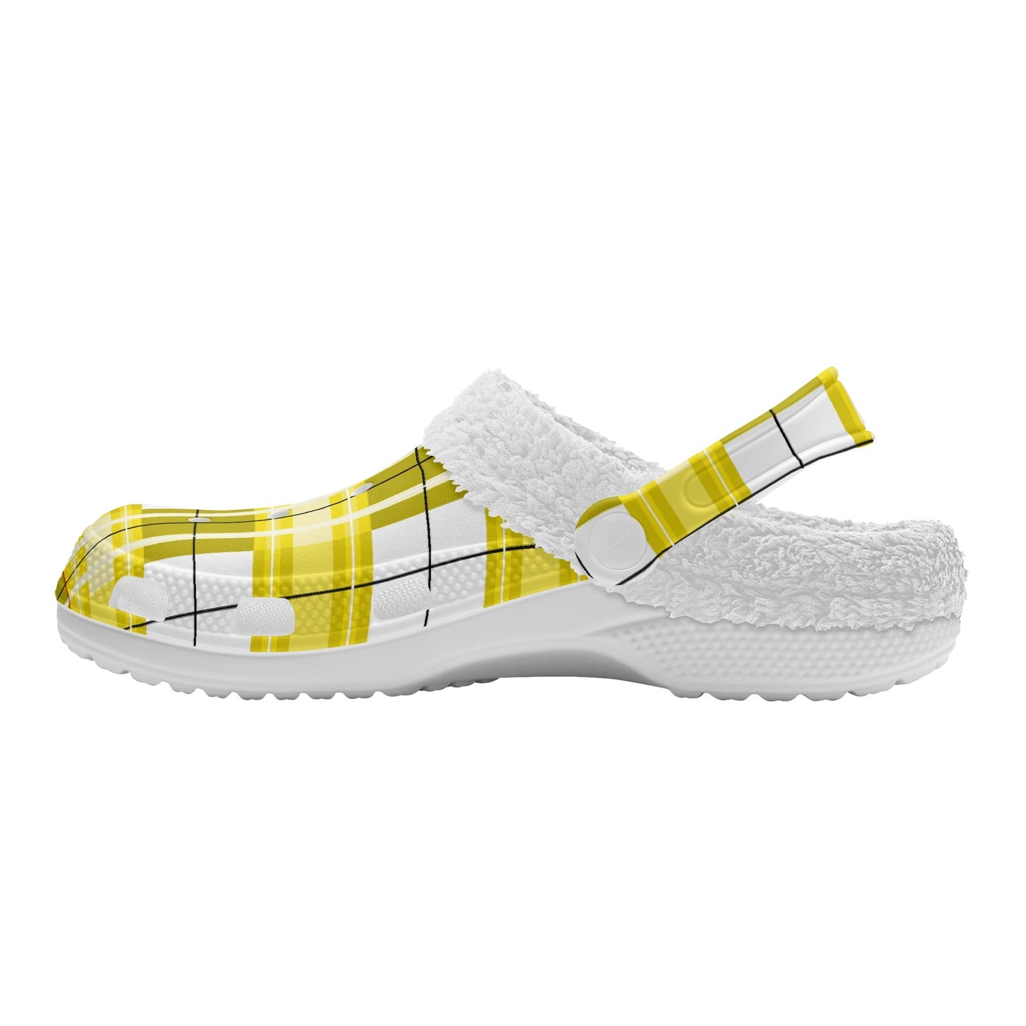 ✨'Staffa Sky' Happy Tartan® Adult Clogs With White Fleece Fur Lining✨ - Happy Tartan