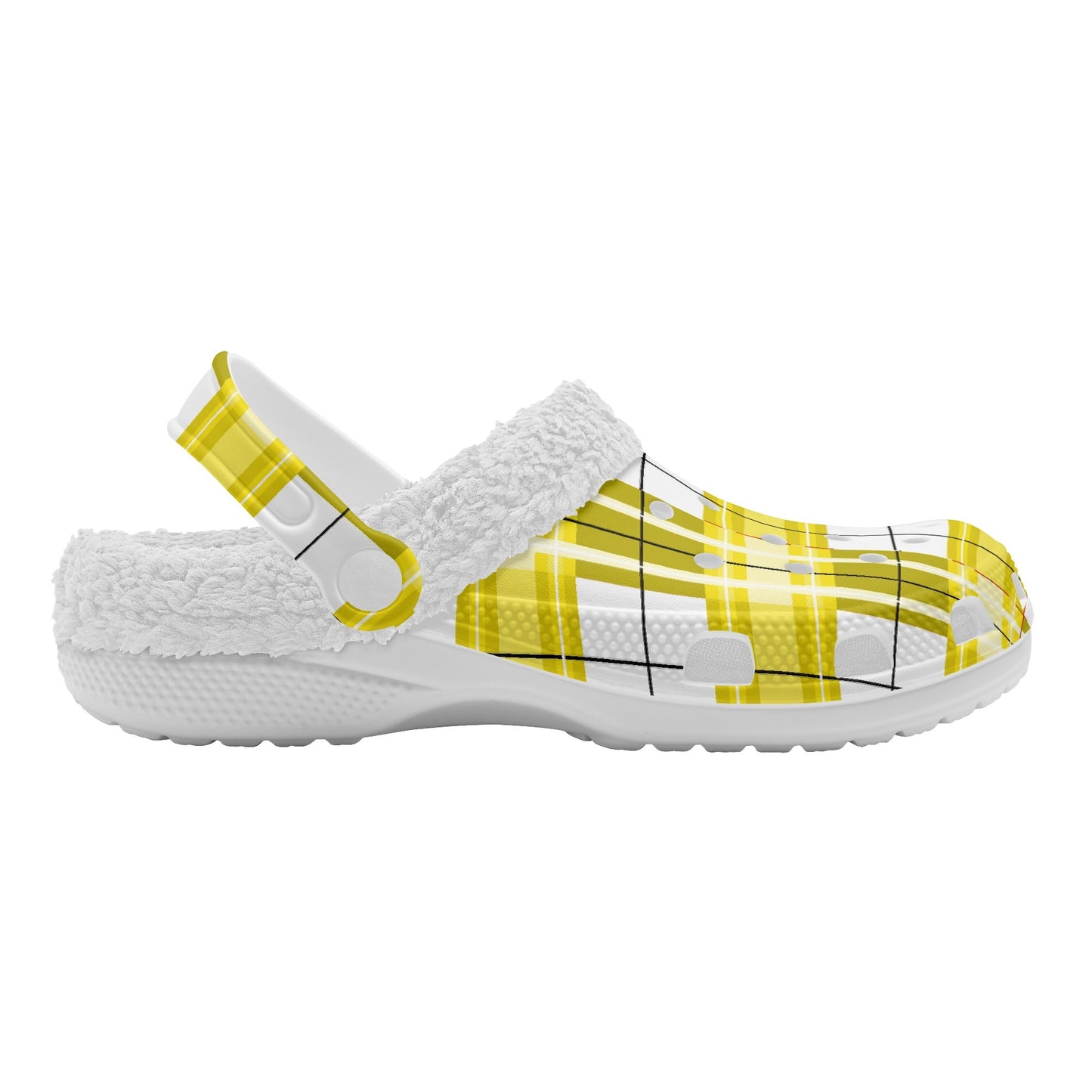 ✨'Staffa Sky' Happy Tartan® Adult Clogs With White Fleece Fur Lining✨ - Happy Tartan
