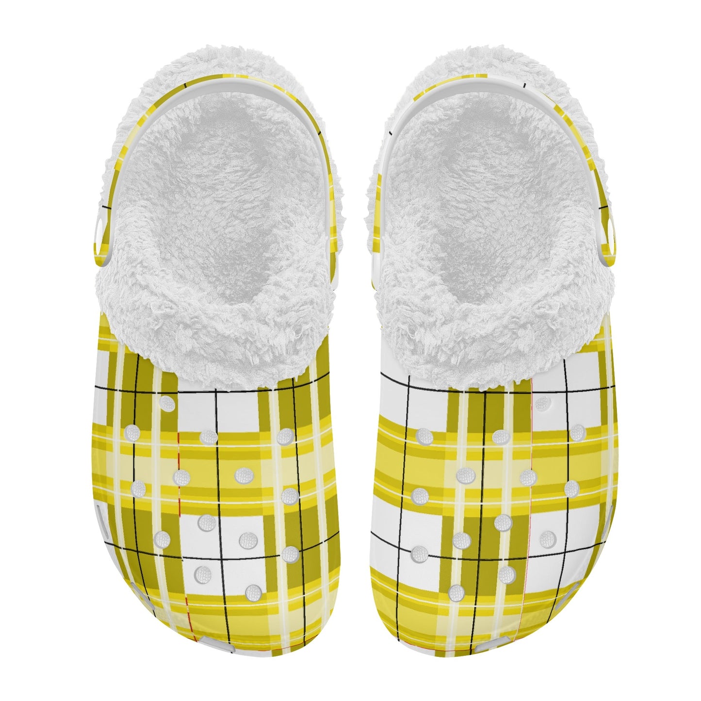 ✨'Staffa Sky' Happy Tartan® Adult Clogs With White Fleece Fur Lining✨ - Happy Tartan
