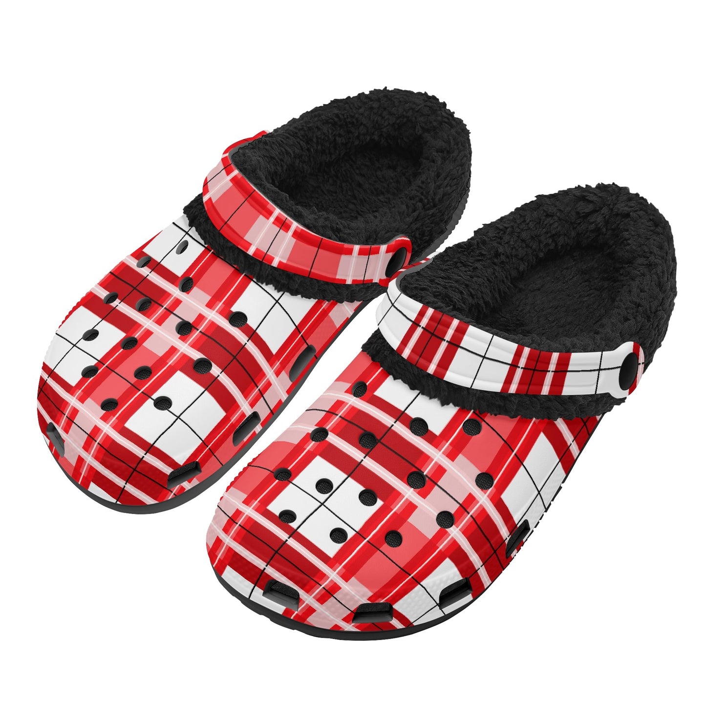 ✨'Mull Sky' Happy Tartan® Adult Clogs With Black Fleece Fur Lining✨ - Happy Tartan