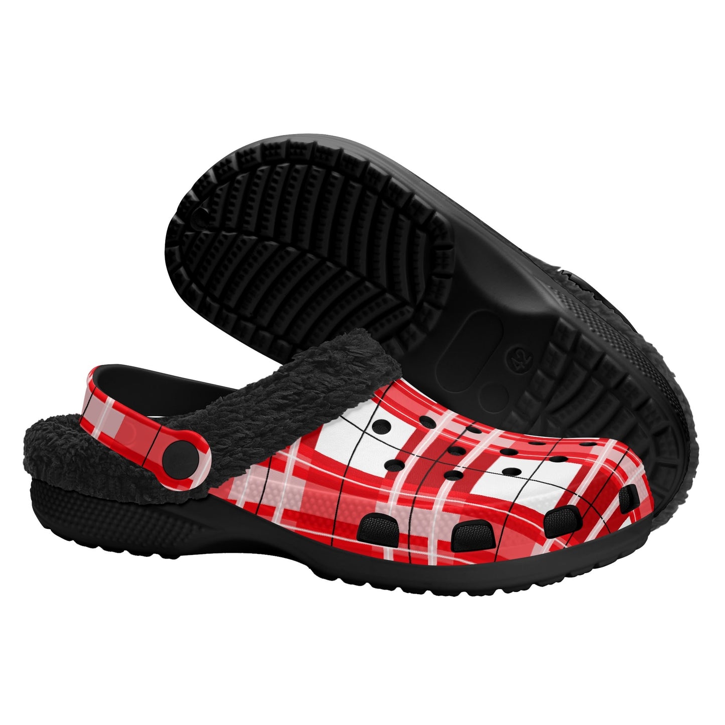 ✨'Mull Sky' Happy Tartan® Adult Clogs With Black Fleece Fur Lining✨ - Happy Tartan