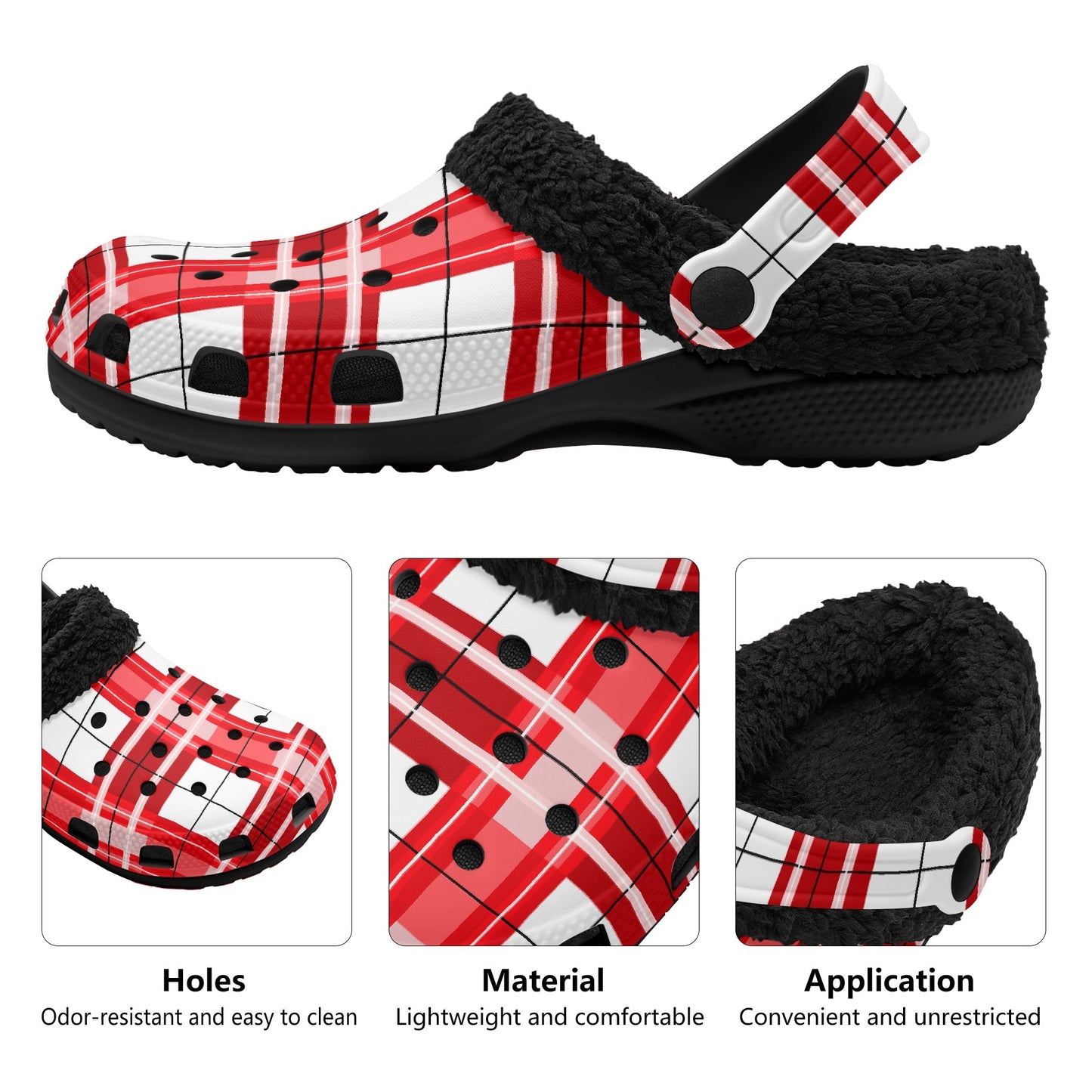 ✨'Mull Sky' Happy Tartan® Adult Clogs With Black Fleece Fur Lining✨ - Happy Tartan