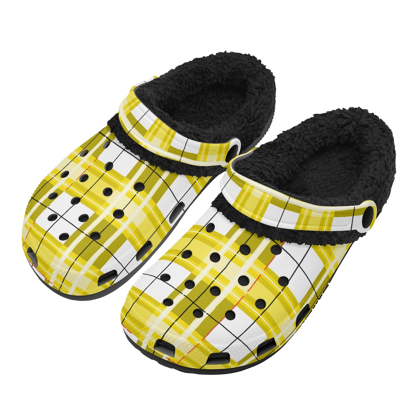 ✨'Staffa Sky' Happy Tartan® Adult Clogs With Black Fleece Fur Lining✨ - Happy Tartan