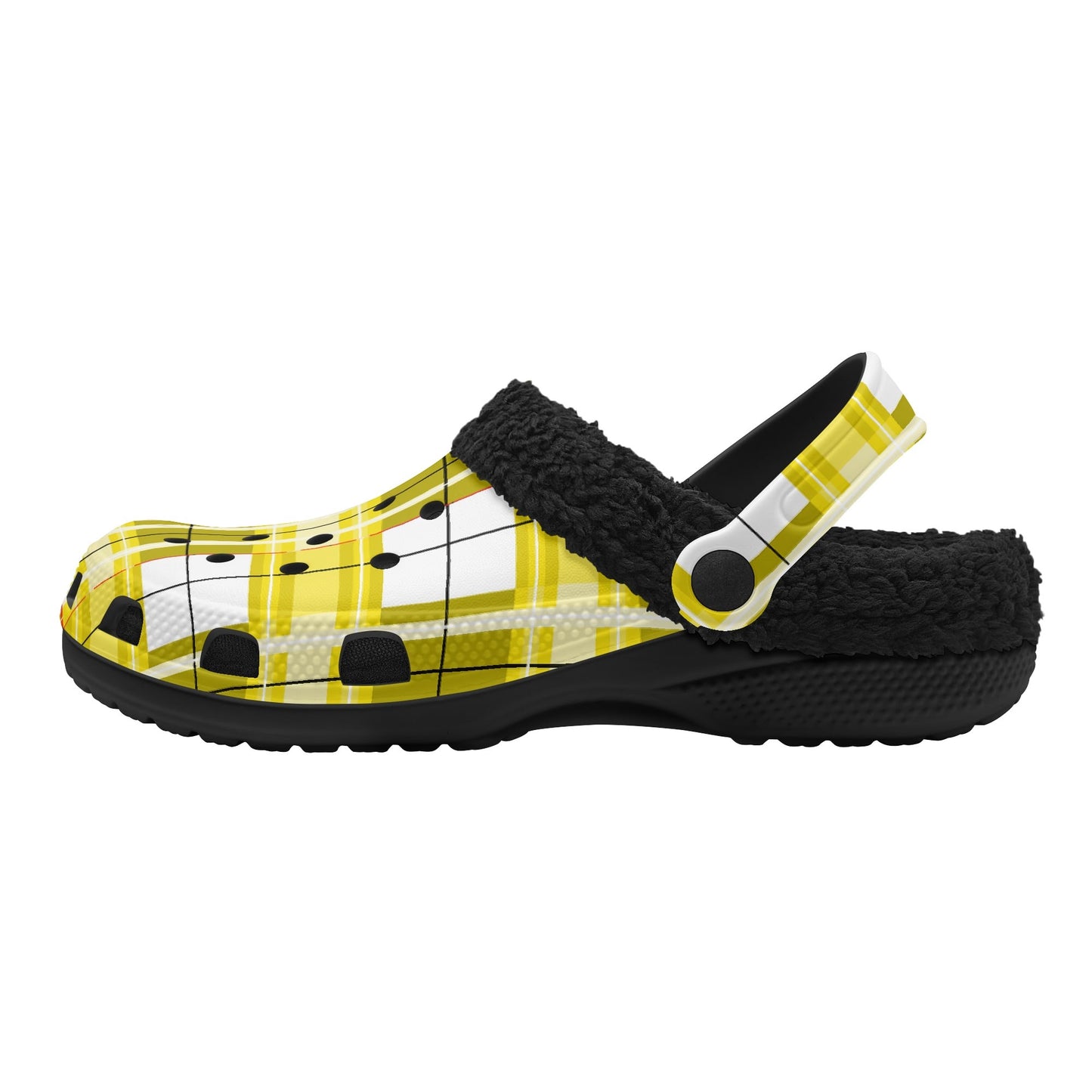✨'Staffa Sky' Happy Tartan® Adult Clogs With Black Fleece Fur Lining✨ - Happy Tartan