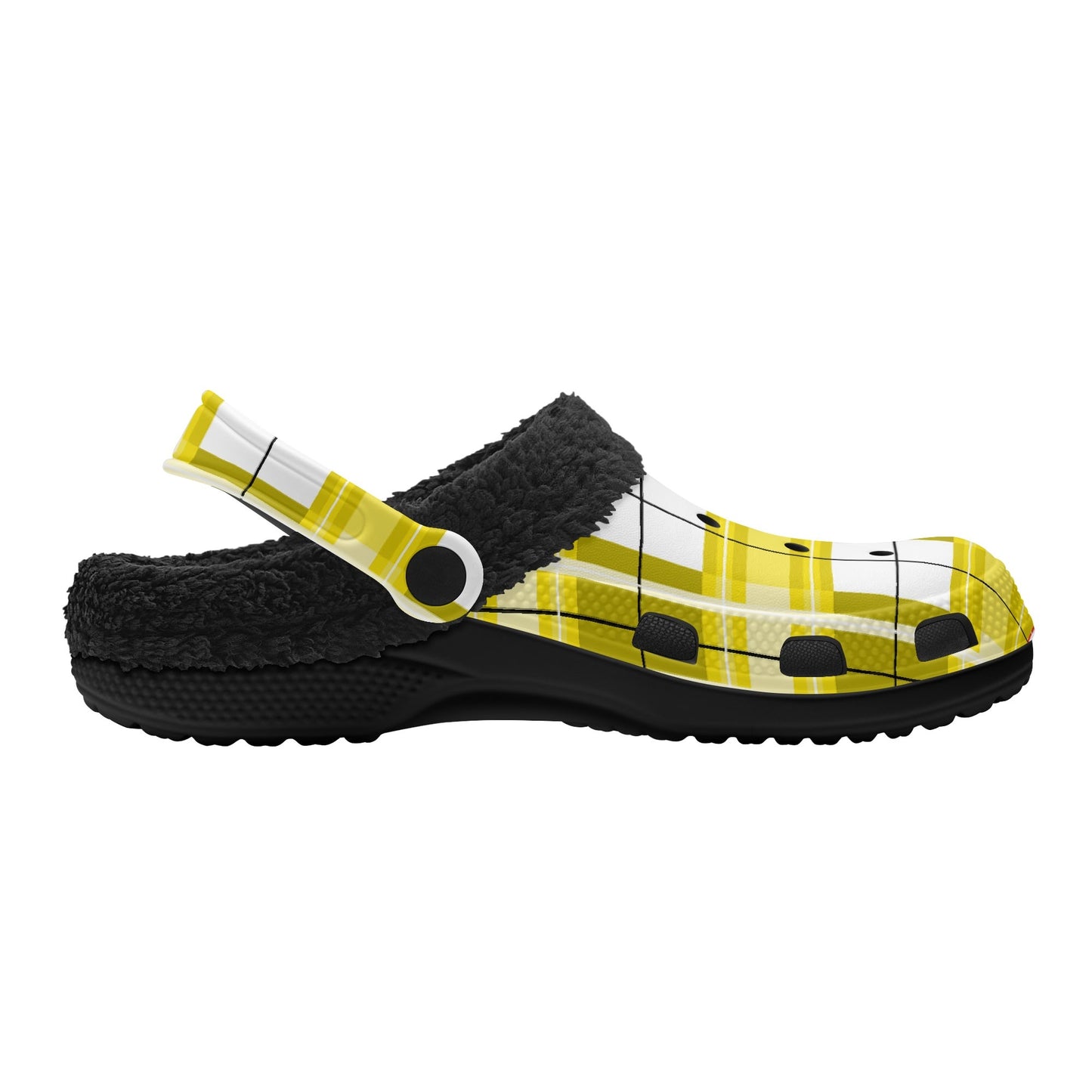 ✨'Staffa Sky' Happy Tartan® Adult Clogs With Black Fleece Fur Lining✨ - Happy Tartan