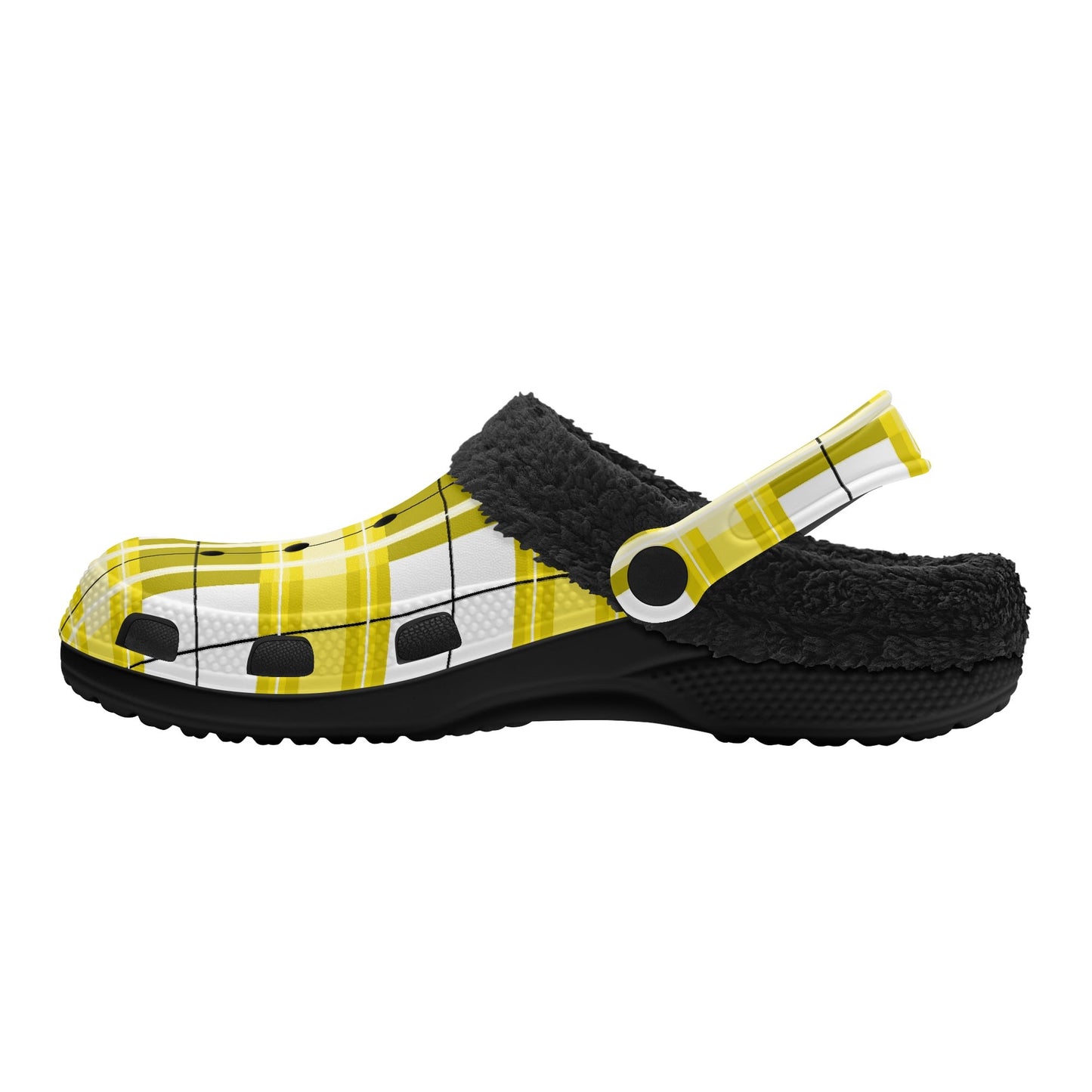 ✨'Staffa Sky' Happy Tartan® Adult Clogs With Black Fleece Fur Lining✨ - Happy Tartan
