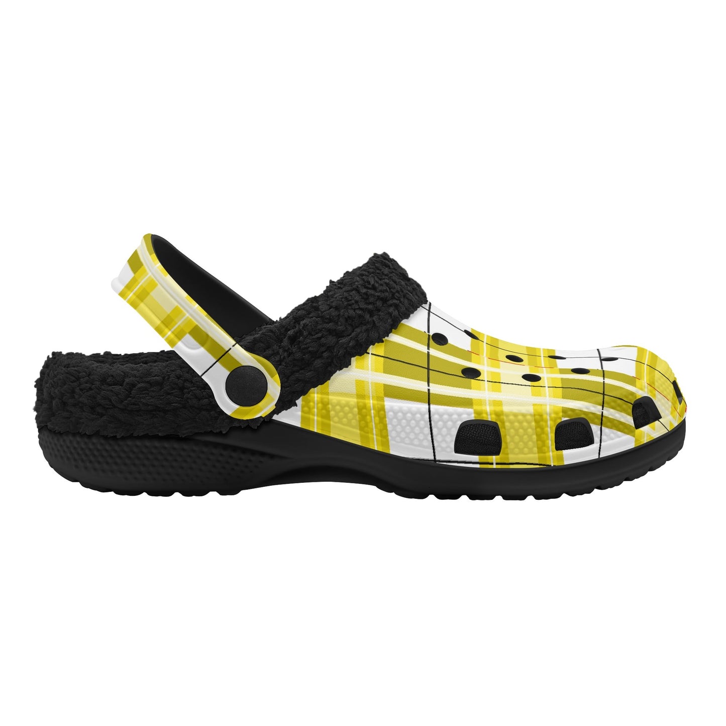 ✨'Staffa Sky' Happy Tartan® Adult Clogs With Black Fleece Fur Lining✨ - Happy Tartan