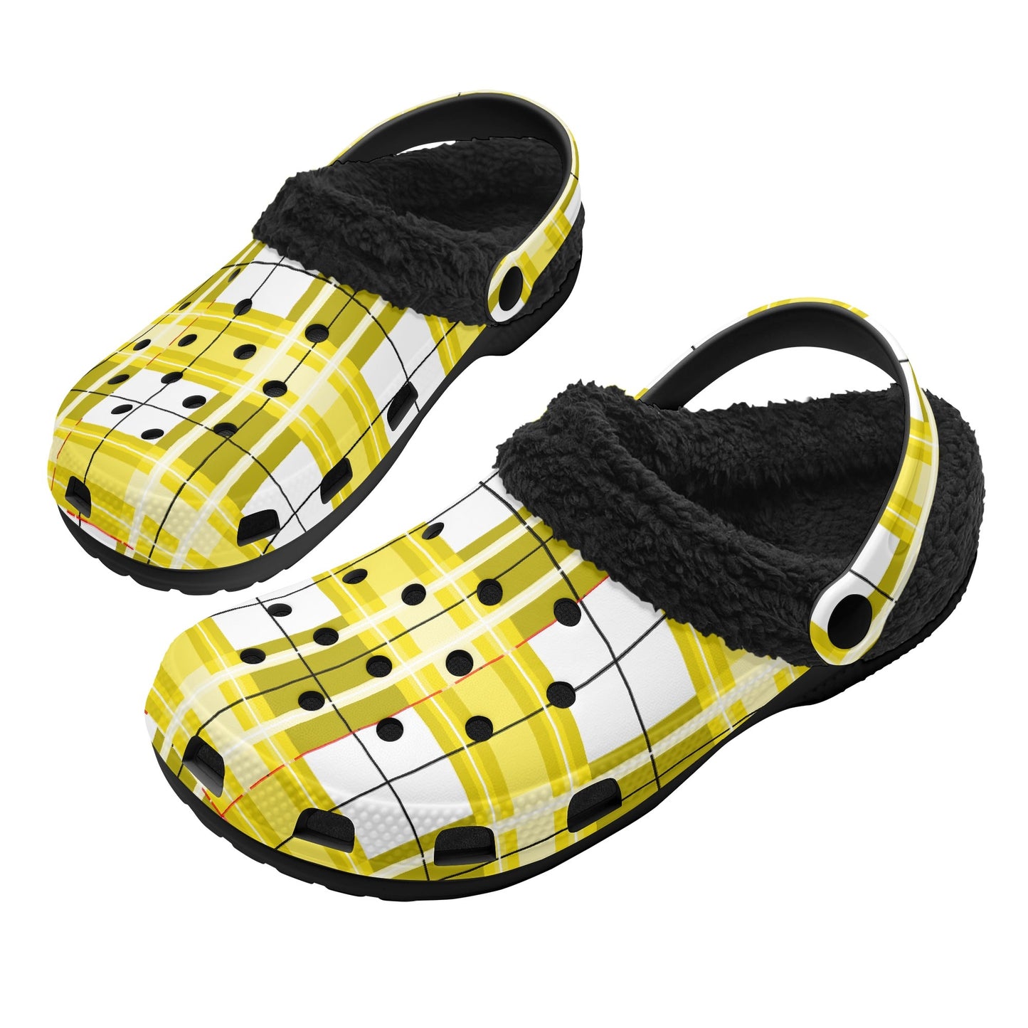 ✨'Staffa Sky' Happy Tartan® Adult Clogs With Black Fleece Fur Lining✨ - Happy Tartan