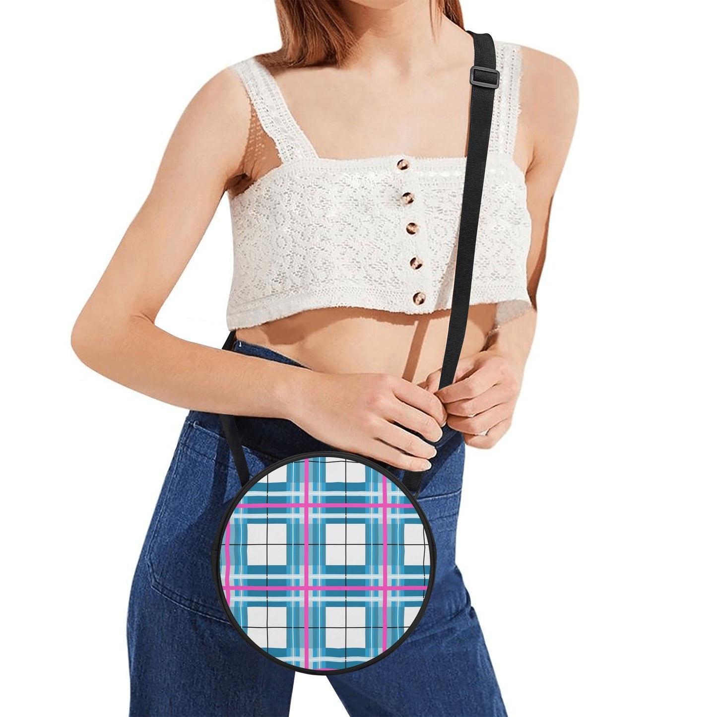 ✨'Bute Sky' Happy Tartan® Round Bag✨ - Happy Tartan