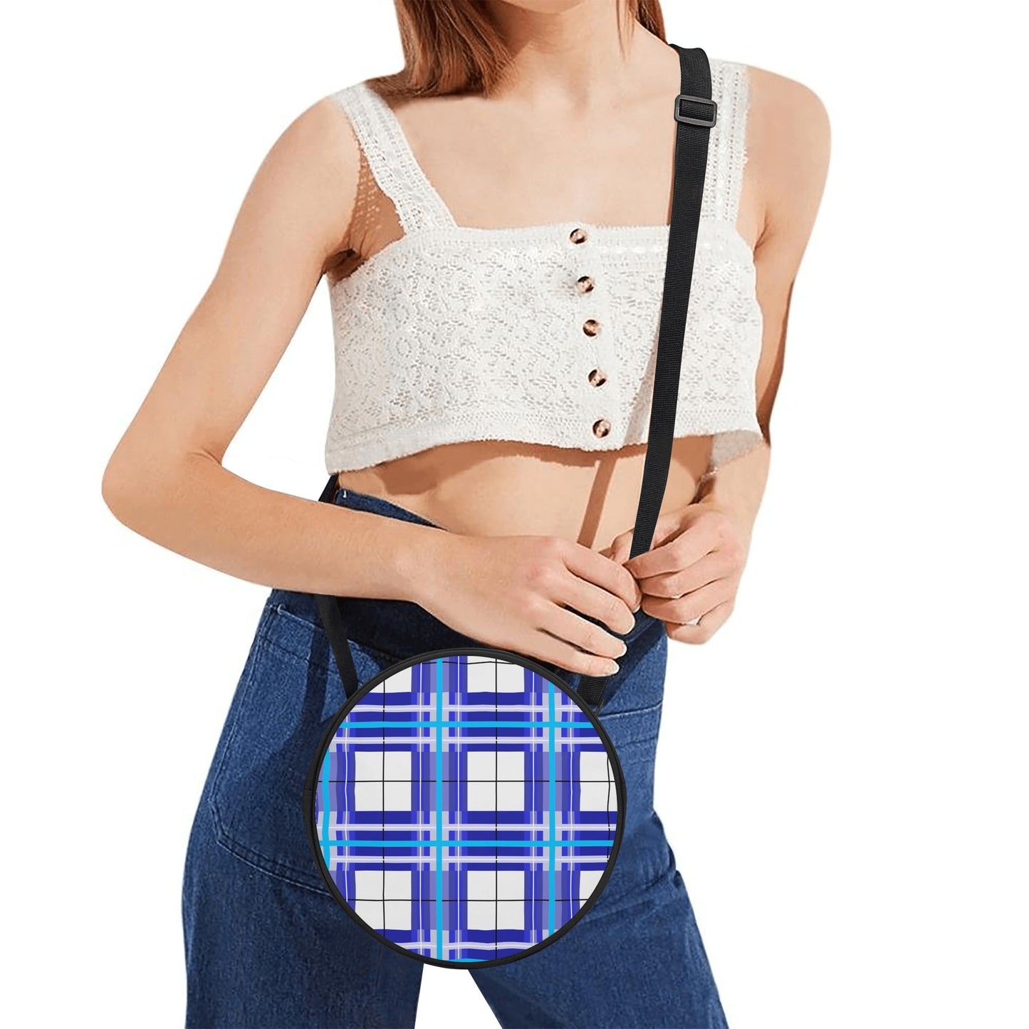✨'Cumbrae Sky' Happy Tartan® Round Bag✨ - Happy Tartan