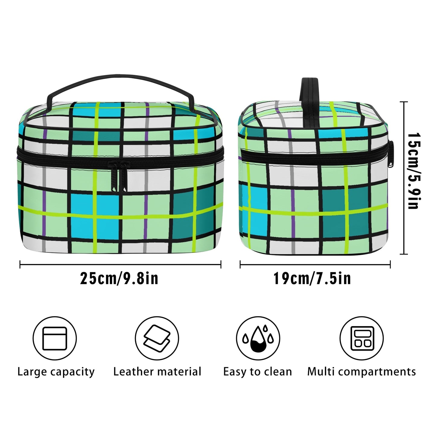 Tartan Cosmetic Case – 'Clyde Sky Green' | Happy Tartan® - Happy Tartan