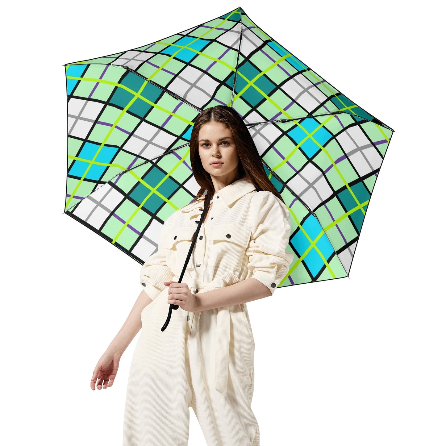 Umbrella - 'Clyde Sky Green' Tartan | Happy Tartan® - Happy Tartan
