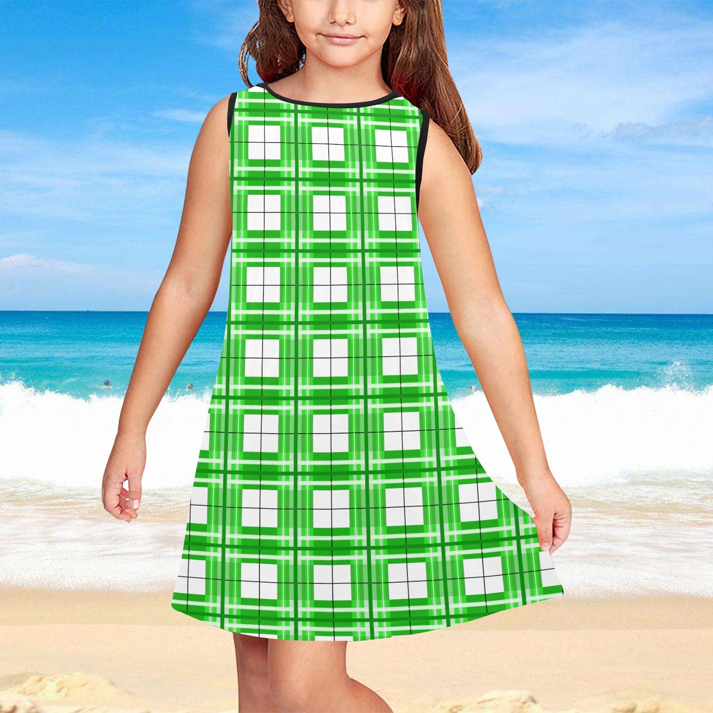 Girls' Sleeveless Dress – Colonsay Sky Tartan | Happy Tartan® - Happy Tartan