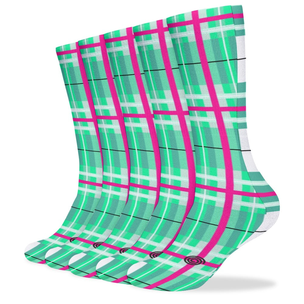 Kids Knee-Length Tartan Socks (5 Pairs) – 'Iona Sky' | Happy Tartan® - Happy Tartan
