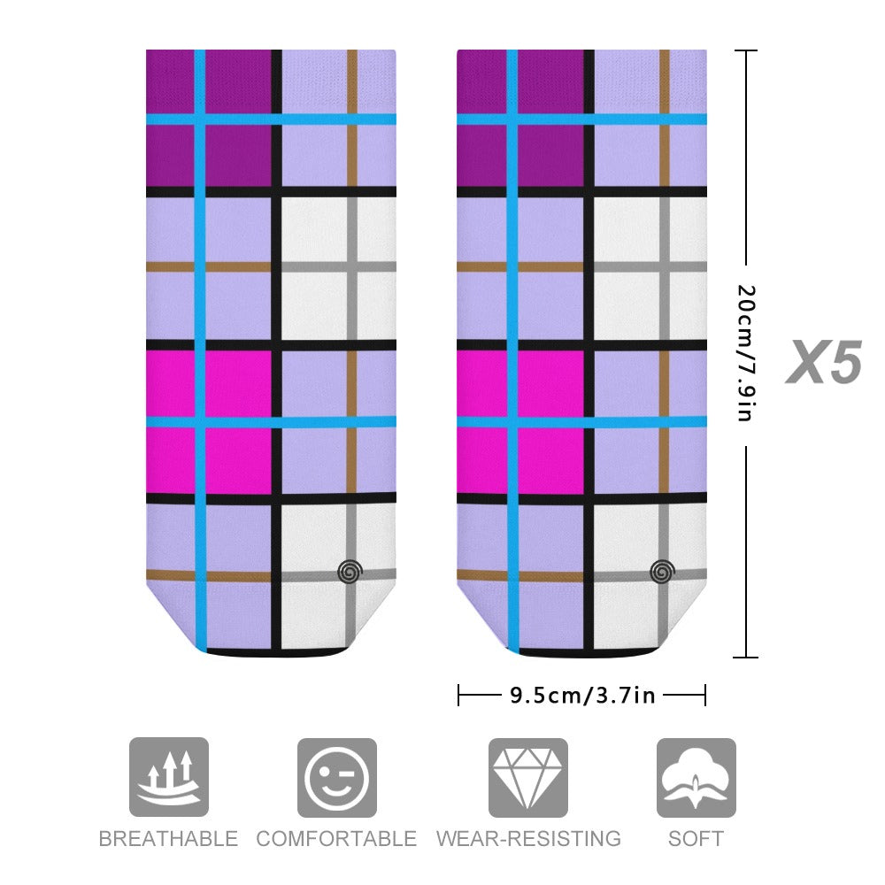 Kids Tartan Socks (5 Pairs) – 'Clyde Sky' | Happy Tartan® - Happy Tartan