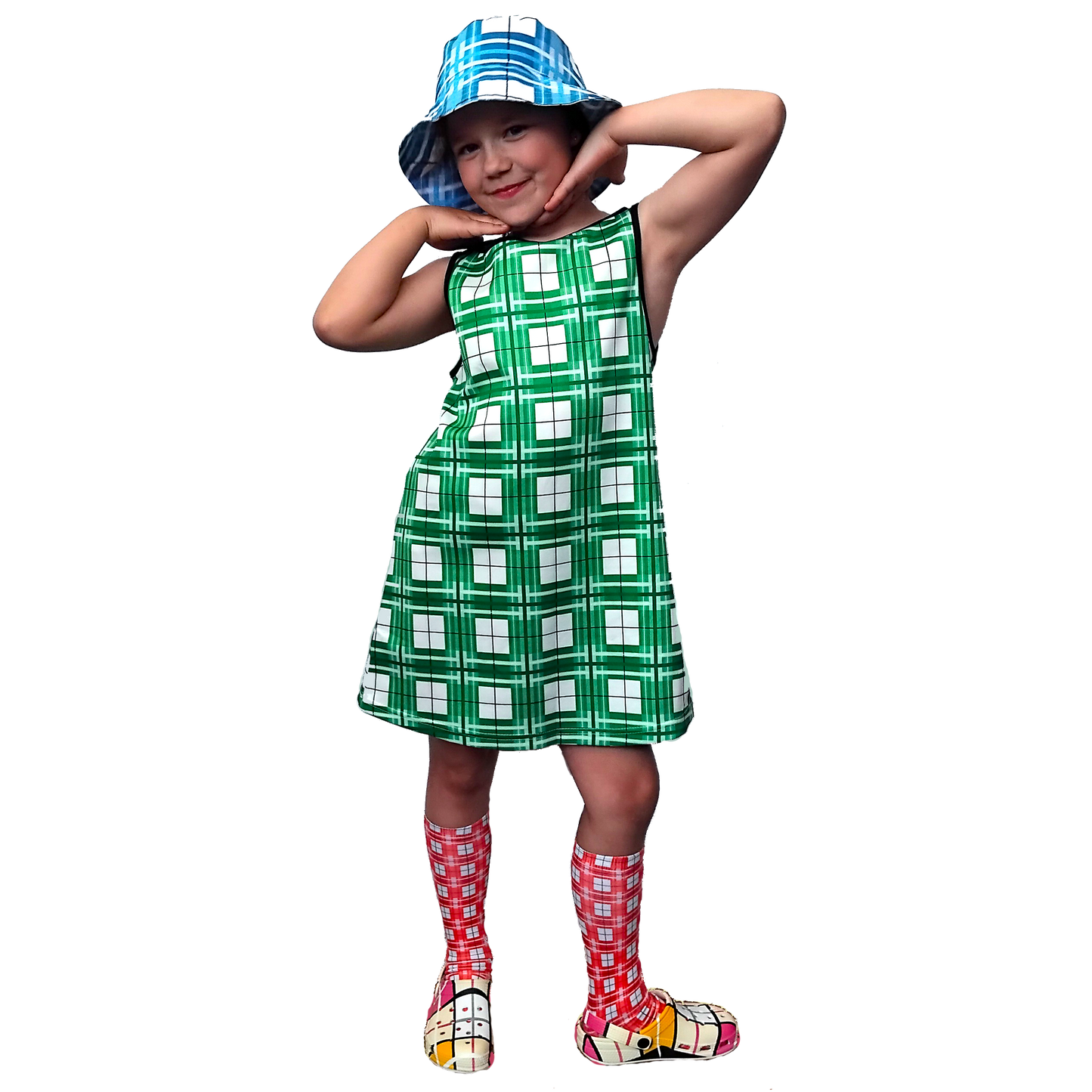 Girls' Sleeveless Dress – Colonsay Sky Tartan | Happy Tartan® - Happy Tartan