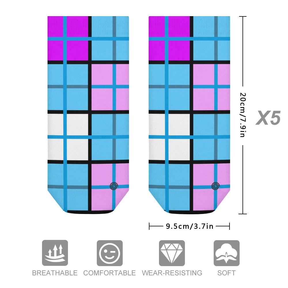 Kids Tartan Socks (5 Pairs) – 'Clyde Sky' | Happy Tartan® - Happy Tartan