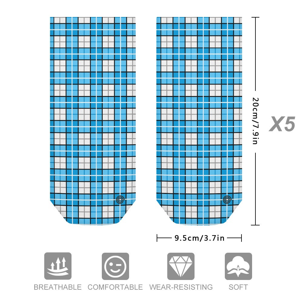 Kids Tartan Socks (5 Pairs) – 'Clyde Sky' | Happy Tartan® - Happy Tartan
