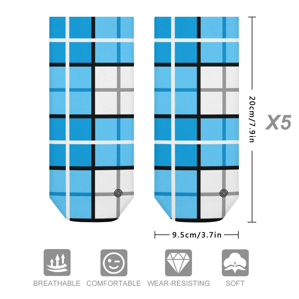 Kids Tartan Socks (5 Pairs) – 'Clyde Sky Blue' | Happy Tartan® - Happy Tartan