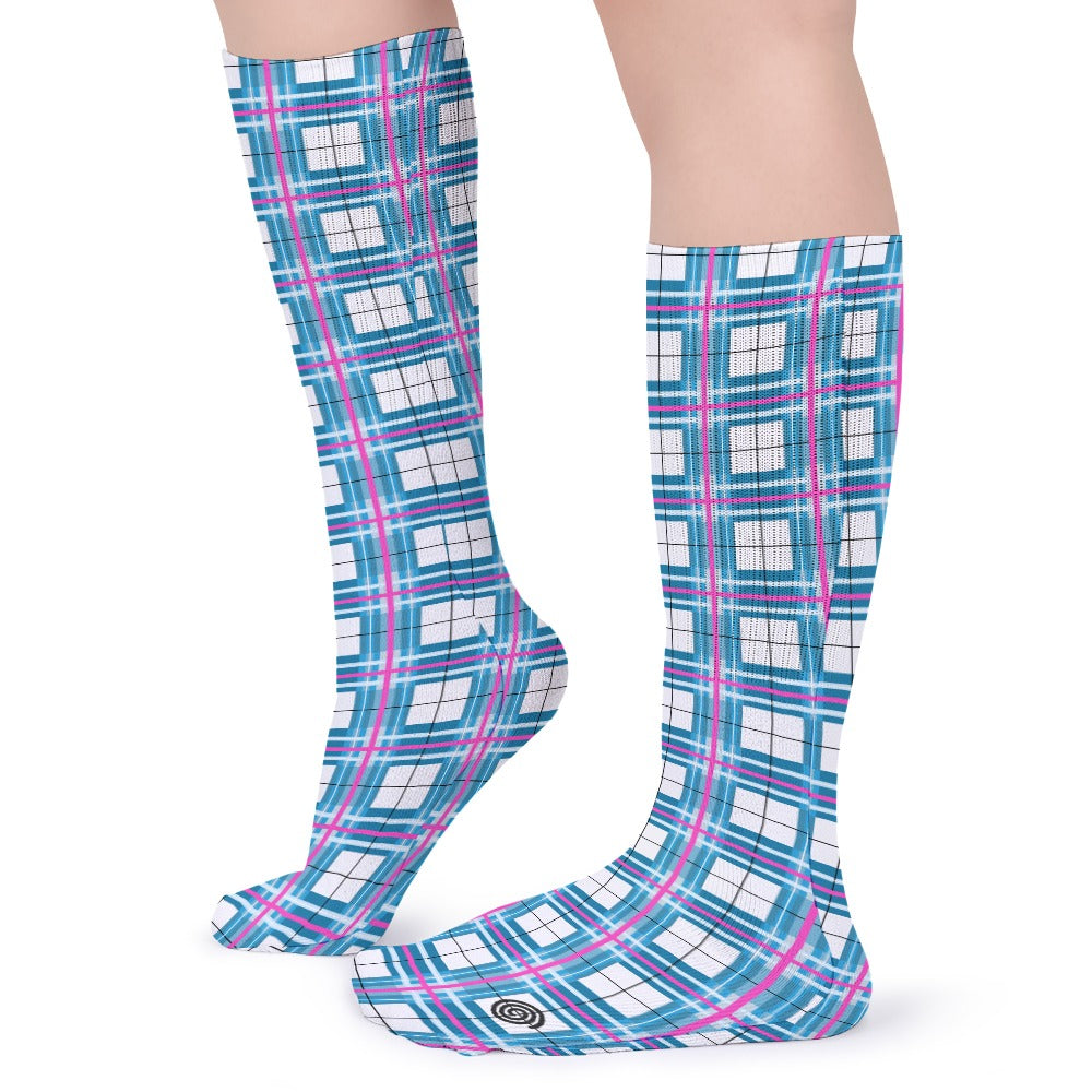 Kids Knee-Length Tartan Socks (5 Pairs) – 'Bute Sky' | Happy Tartan® - Happy Tartan