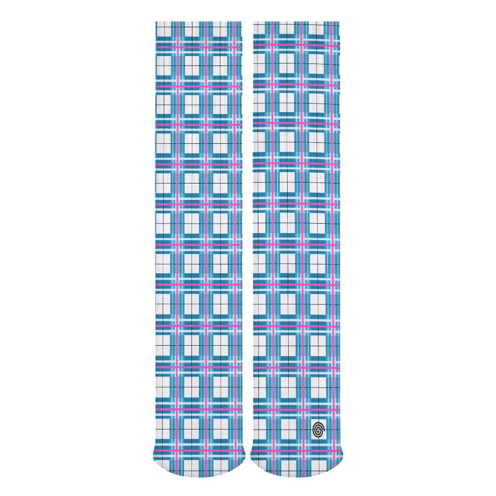 Kids Knee-Length Tartan Socks (5 Pairs) – 'Bute Sky' | Happy Tartan® - Happy Tartan