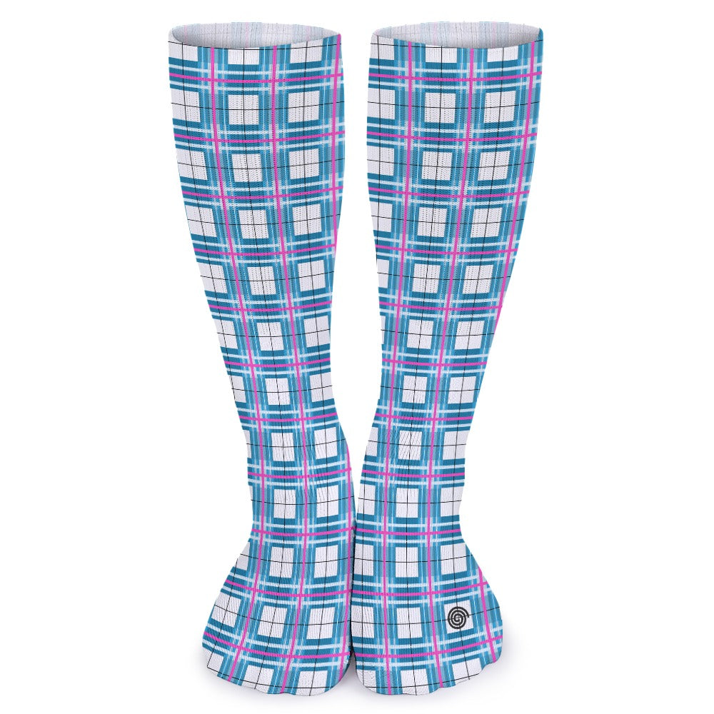 Kids Knee-Length Tartan Socks (5 Pairs) – 'Bute Sky' | Happy Tartan® - Happy Tartan