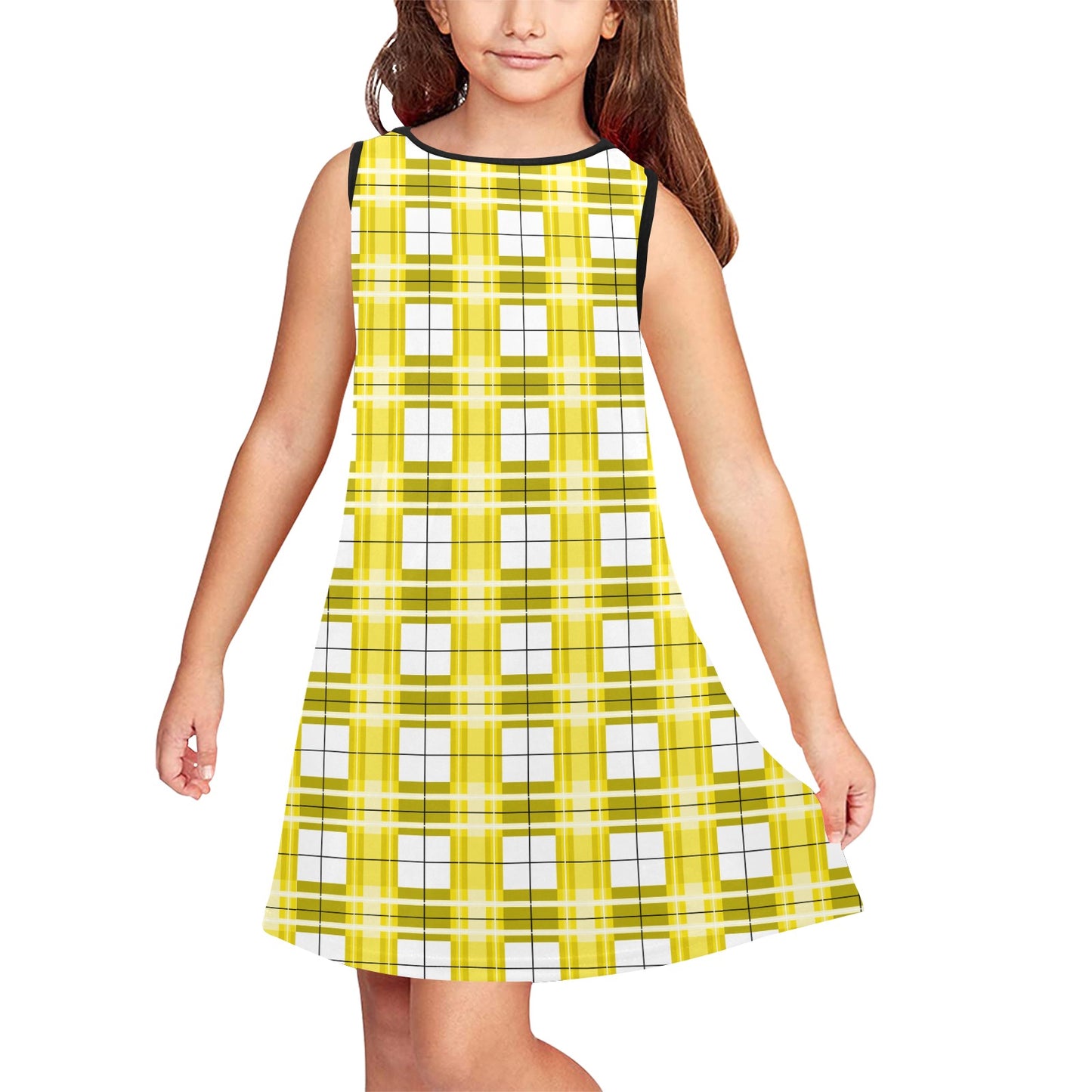 Girls' Sleeveless Dress – Staffa Sky Tartan | Happy Tartan® - Happy Tartan