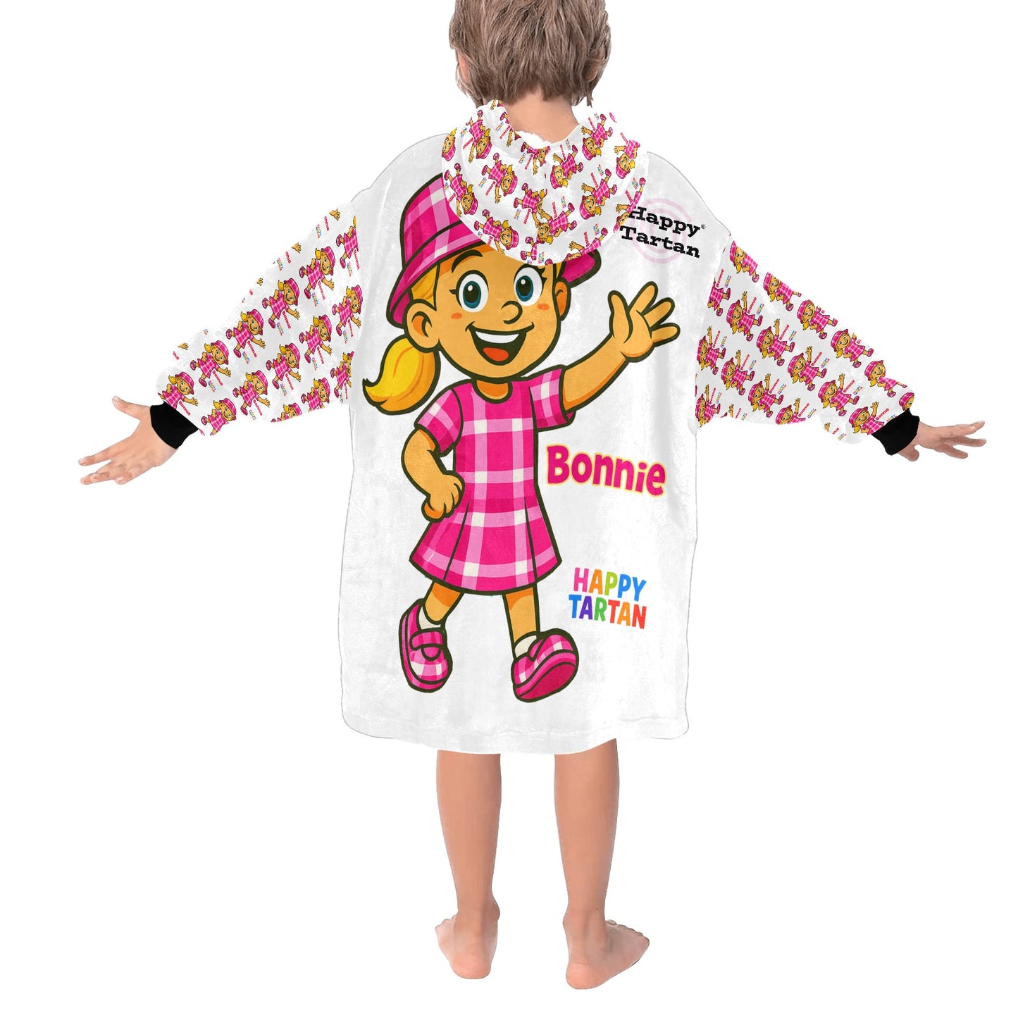 🛋️ Bonnie's Kids’ Blanket Snoodie 🛋️ Age up to 7 year old - Happy Tartan