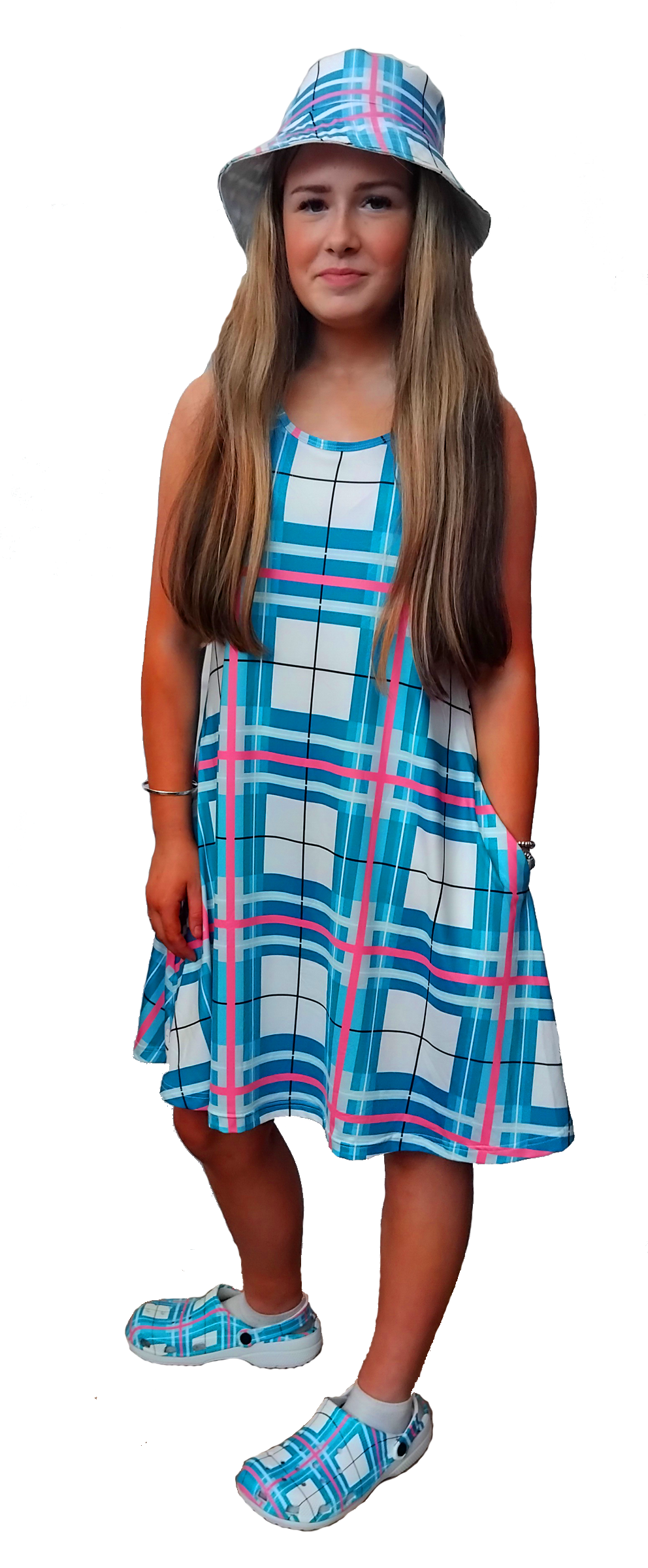 Women’s A-Frame Tartan Dress with Pockets – 'Bute Sky' | Happy Tartan® - Happy Tartan