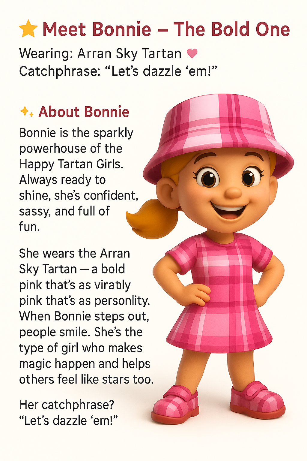 🌟 Meet Bonnie – The Bold One💗 in Arran Sky Tartan - Happy Tartan