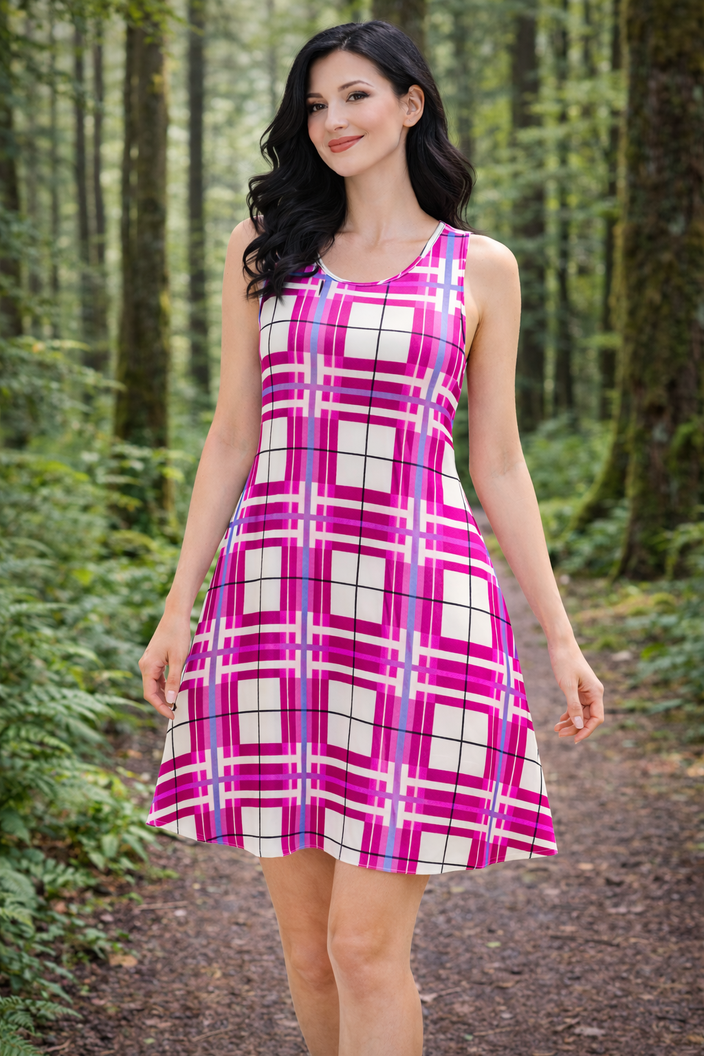 Women’s A-Frame Tartan Dress with Pockets – 'Islay Sky' | Happy Tartan®